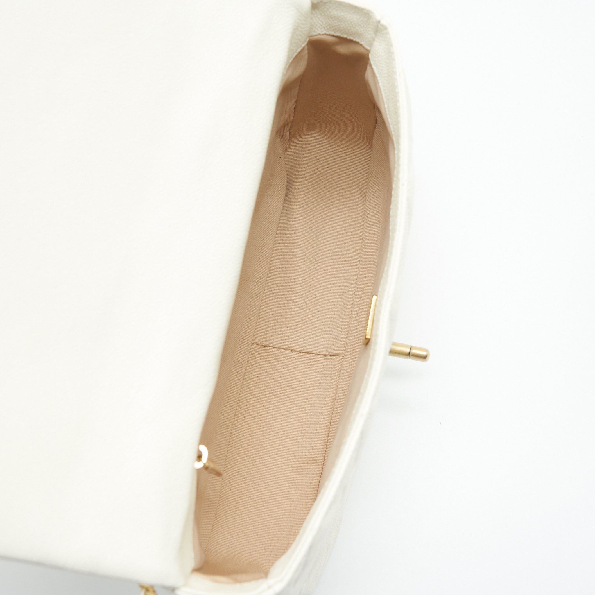 CHANEL 22S MELODY MEDIUM FLAP BAG CAVIAR WHITE GHW (MICROCHIP)