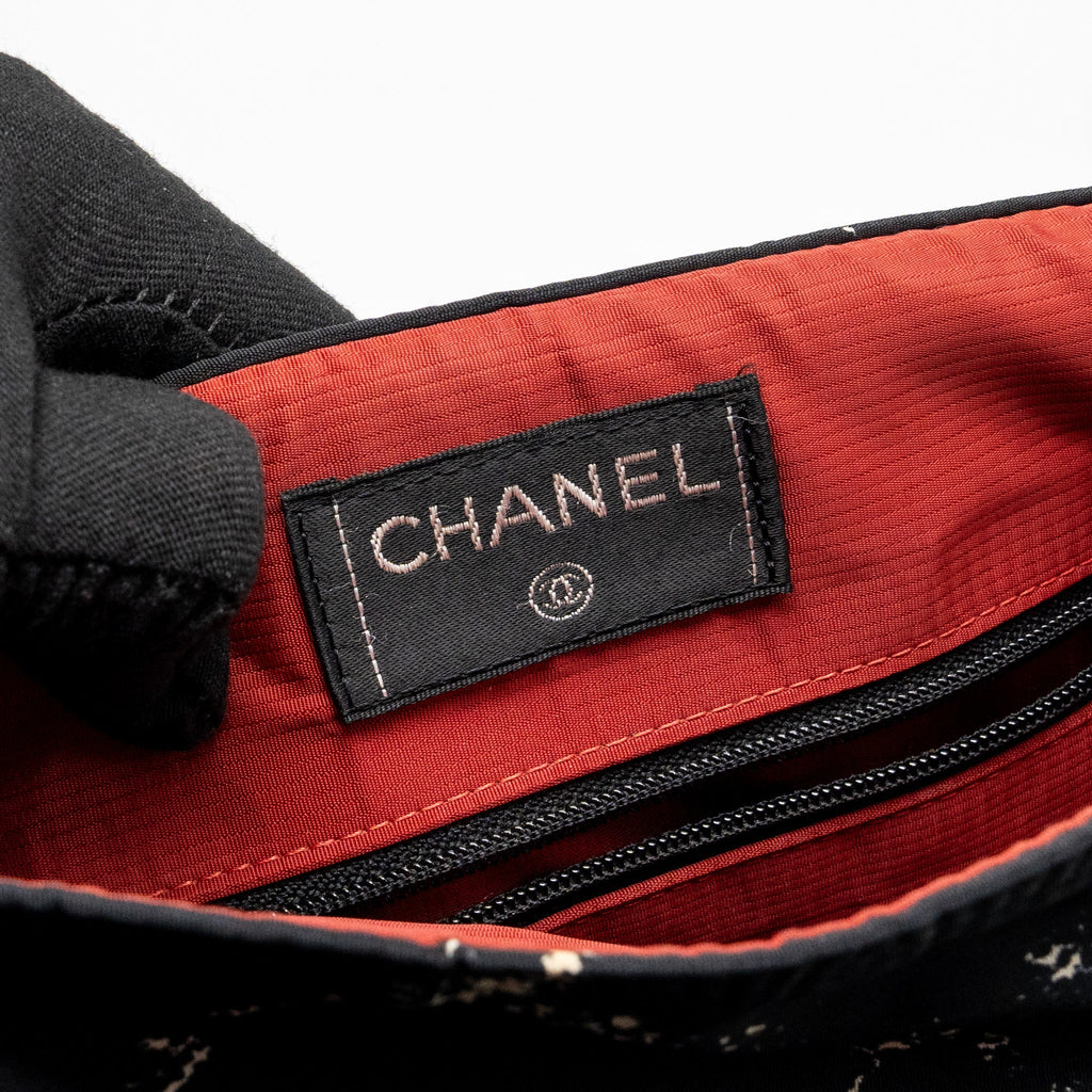 CHANEL TRAVEL LINE CHECK NYLON BACKPACK BLACK/WHITE RUTHENIUM HARDWARE