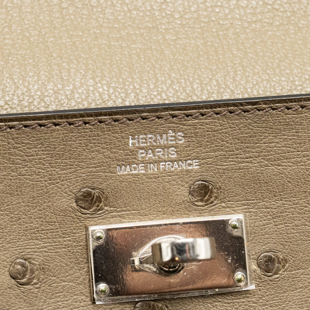 HERMES KELLY LONG WALLET OSTRICH GRIS TOURTERELLE SHW