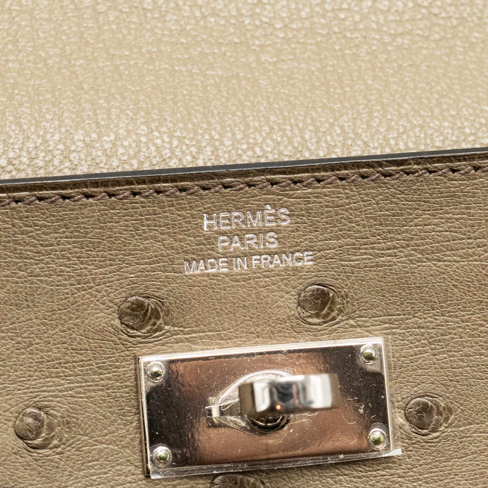HERMES KELLY LONG WALLET OSTRICH GRIS TOURTERELLE SHW