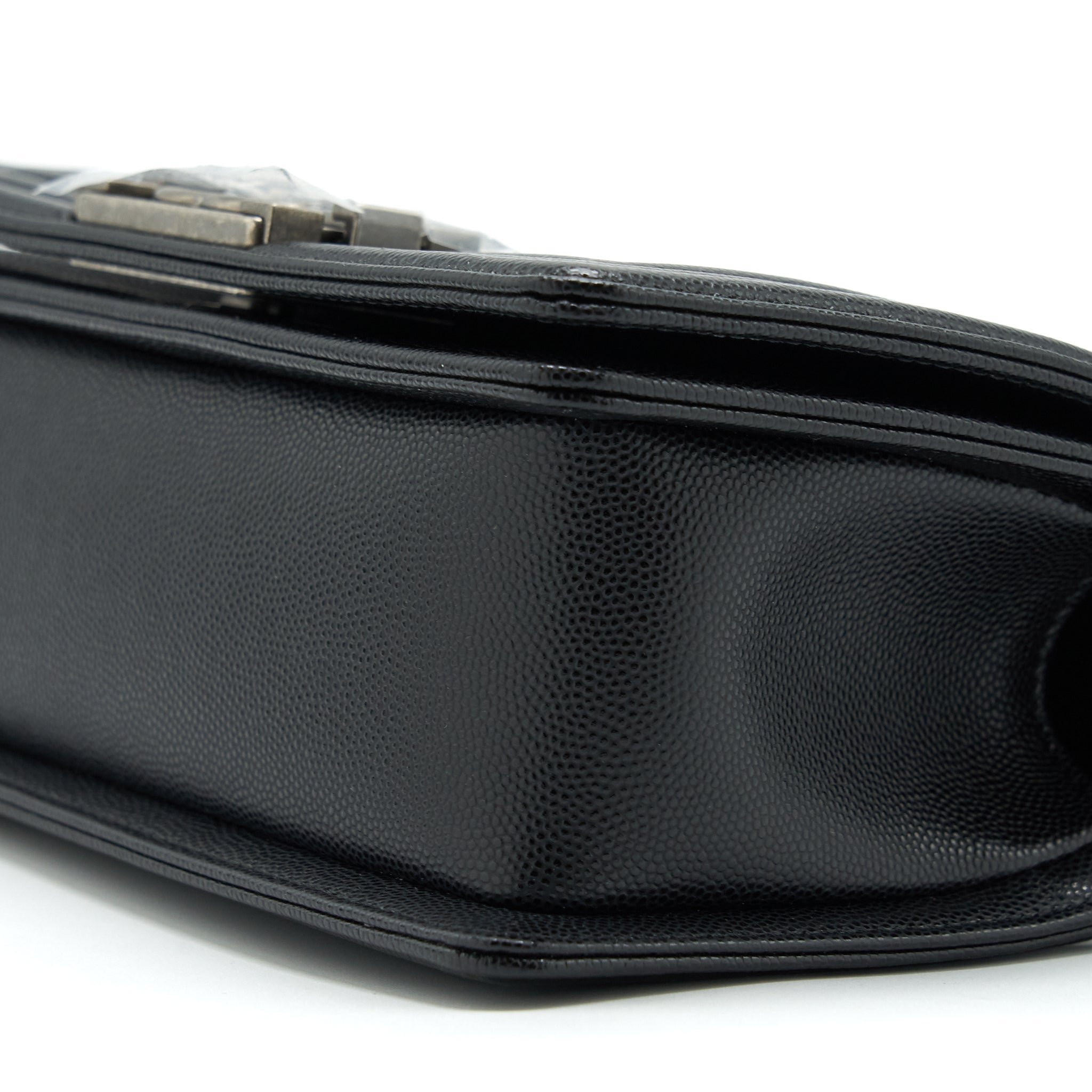 CHANEL SMALL BOY BAG CAVIAR BLACK RUTHENIUM SLIVER HARDWARE (MICROCHIP)