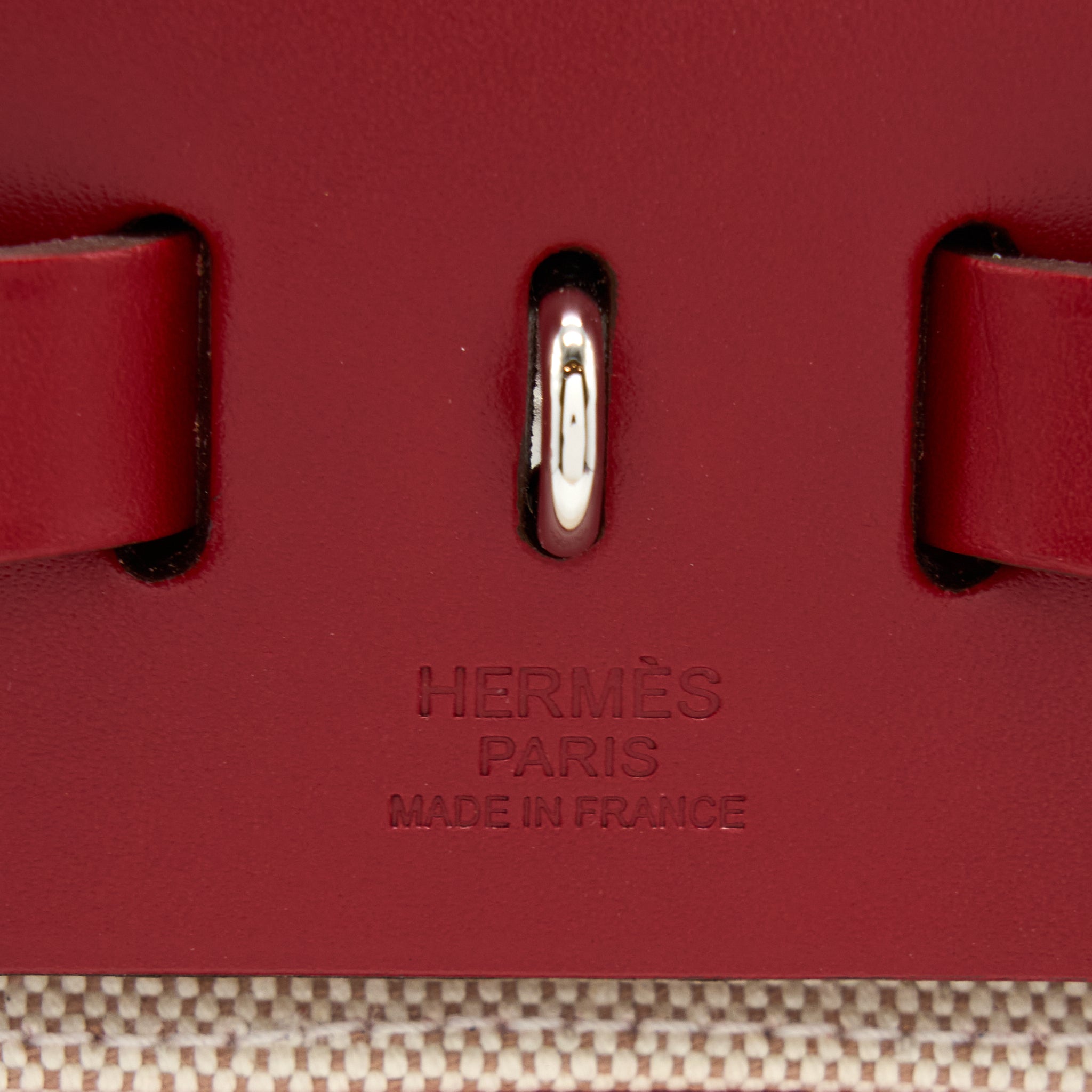 HERMES HERBAG ZIP 31 BAG BERLINE CANVAS ROUGE PIMENT SHW