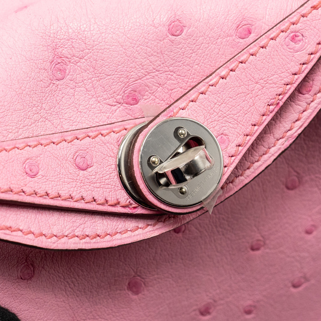 HERMES MINI LINDY OSTRICH ROSE BUBBLEGUM SHW