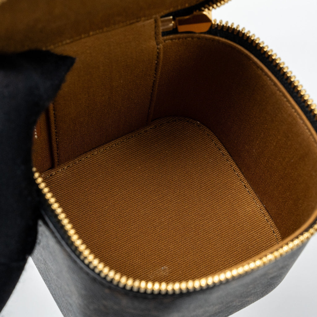 CELINE MINI VANITY CASE TRIOMPHE CANVAS/CALFSKIN TAN GHW