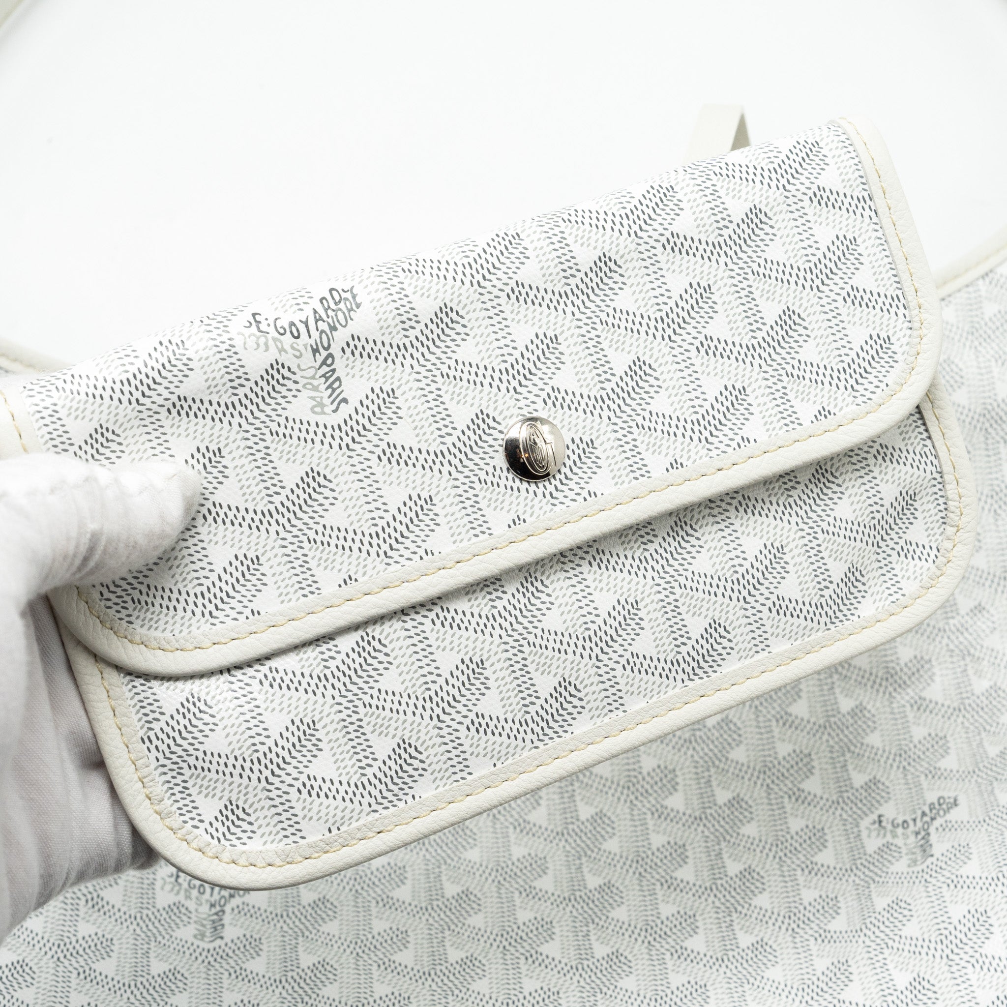 GOYARD BOHEME HOBO BAG GOYARDLINE CANVAS/CALFSKIN WHITE SHW