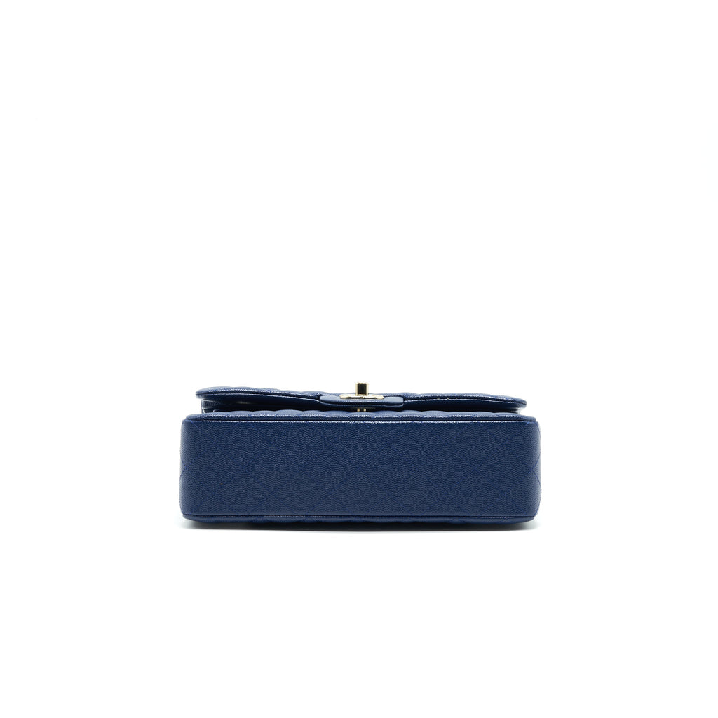 CHANEL CLASSIC SMALL DOUBLE FLAP CAVIAR NAVY LGHW
