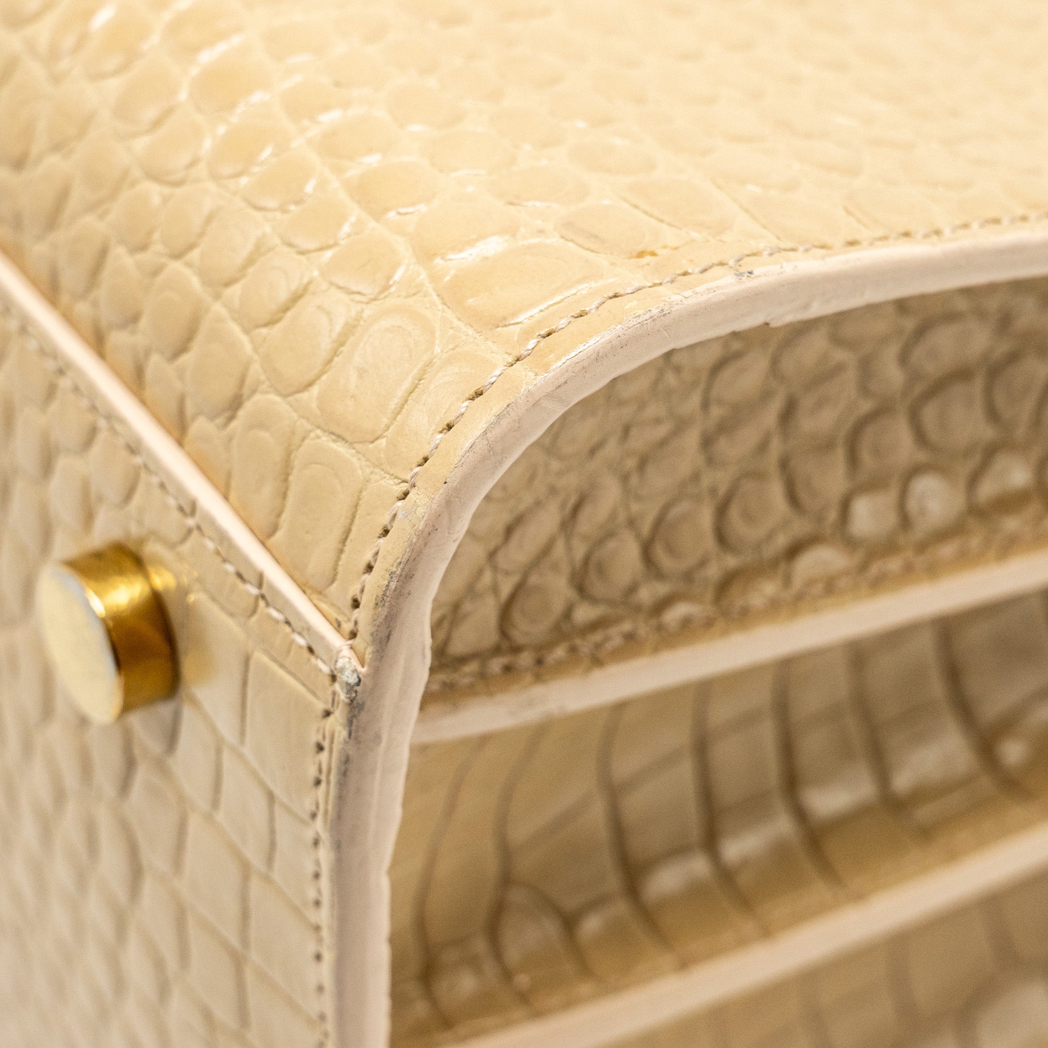 SAINT LAURENT /YSL SAC DE JOUR CROC-EMBOSSED CALFSKIN BEIGE GHW