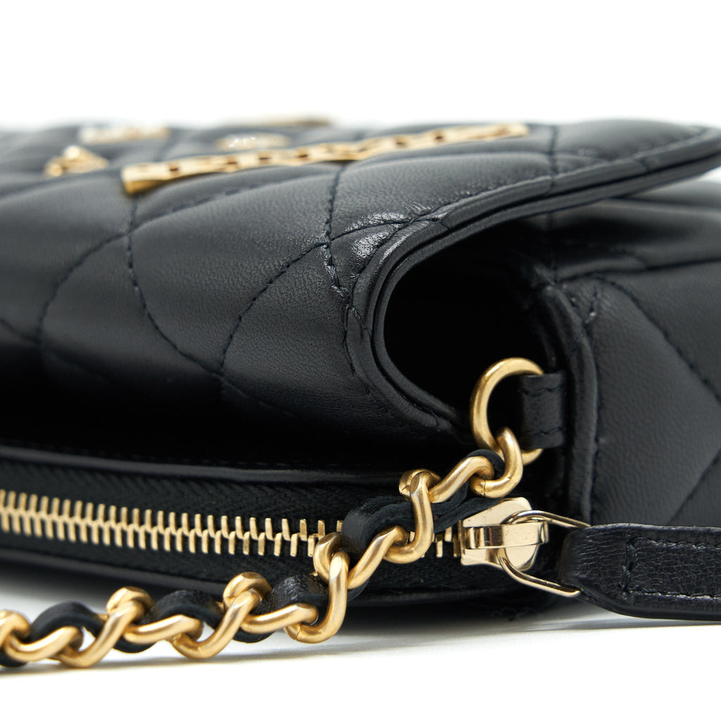 CHANEL LIMITED CHARM DOUBLE LAYER MINI CHAIN BAG LAMBSKIN BLACK GHW