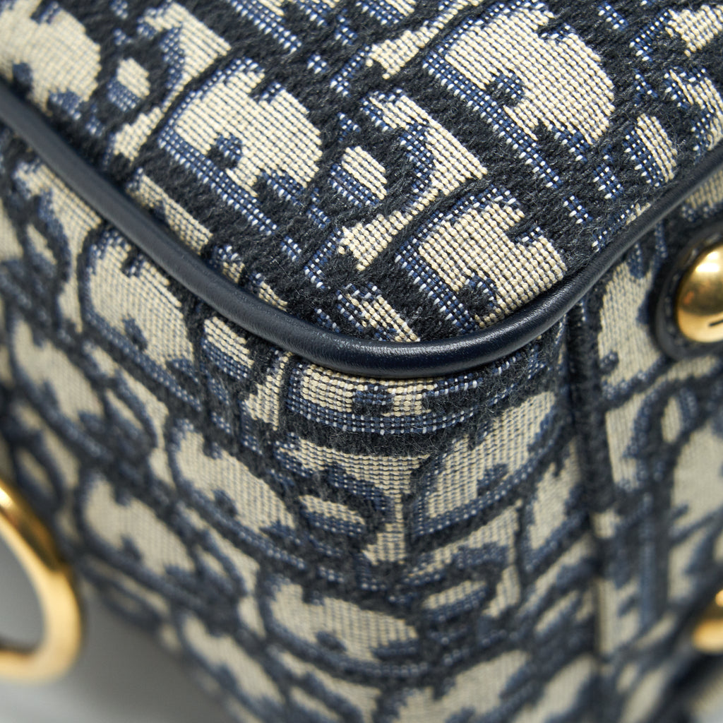 DIOR OBLIQUE COLLECTION BLUE MONOGRAM CANVAS TOTE BAG