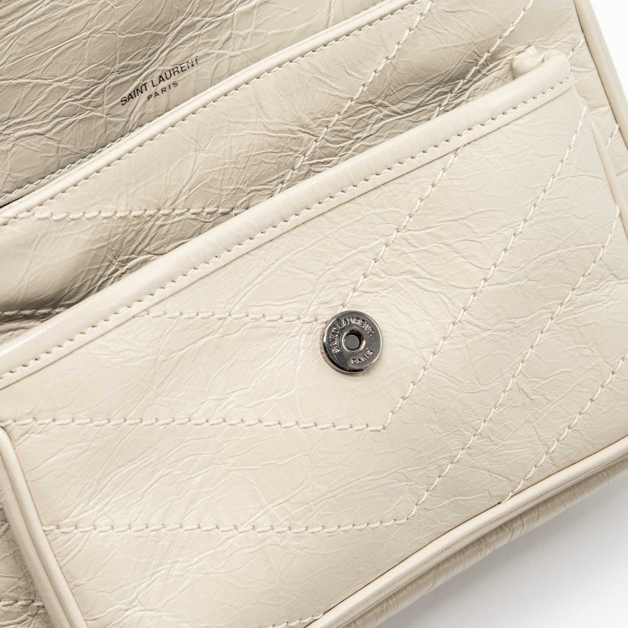 SAINT LAURENT/YSL NIKI BABY FLAP BAG CALFSKIN WHITE SHW