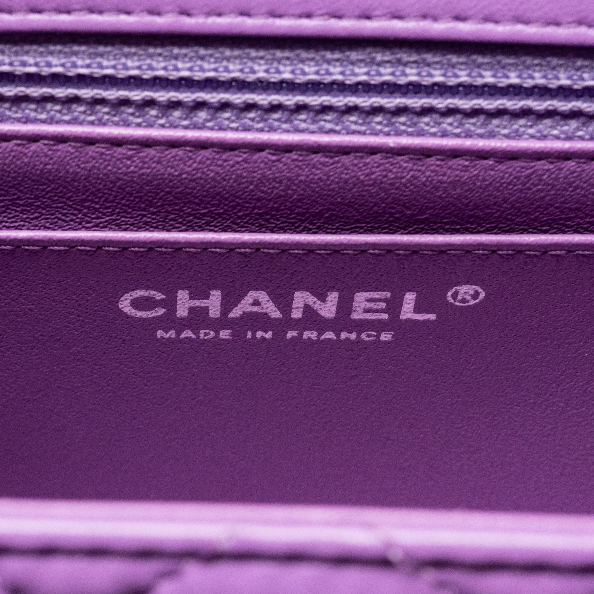 CHANEL MINI SQUARE FLAP BAG LAMBSKIN PURPLE SHW