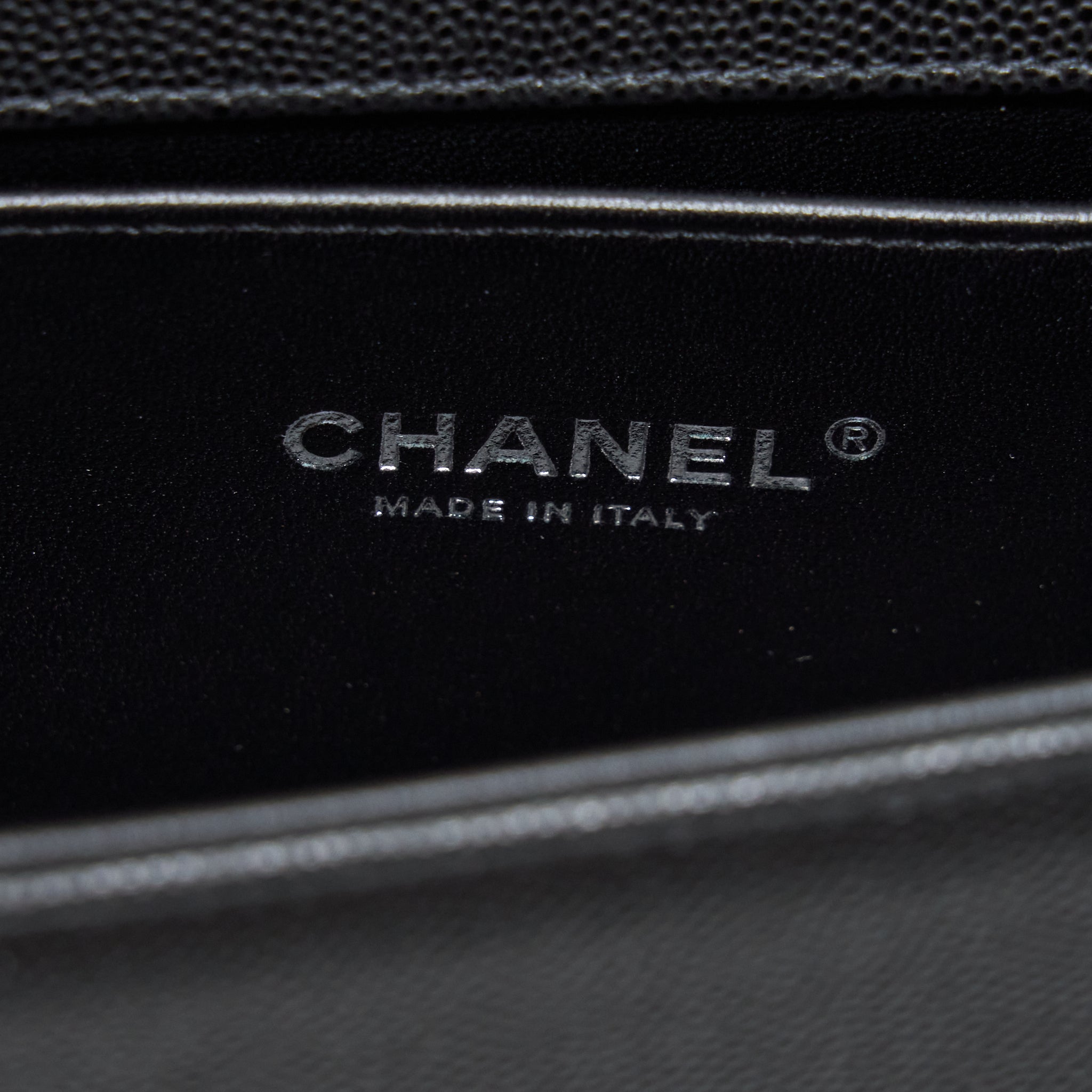 CHANEL SMALL BOY BAG CAVIAR BLACK RUTHENIUM SLIVER HARDWARE (MICROCHIP)