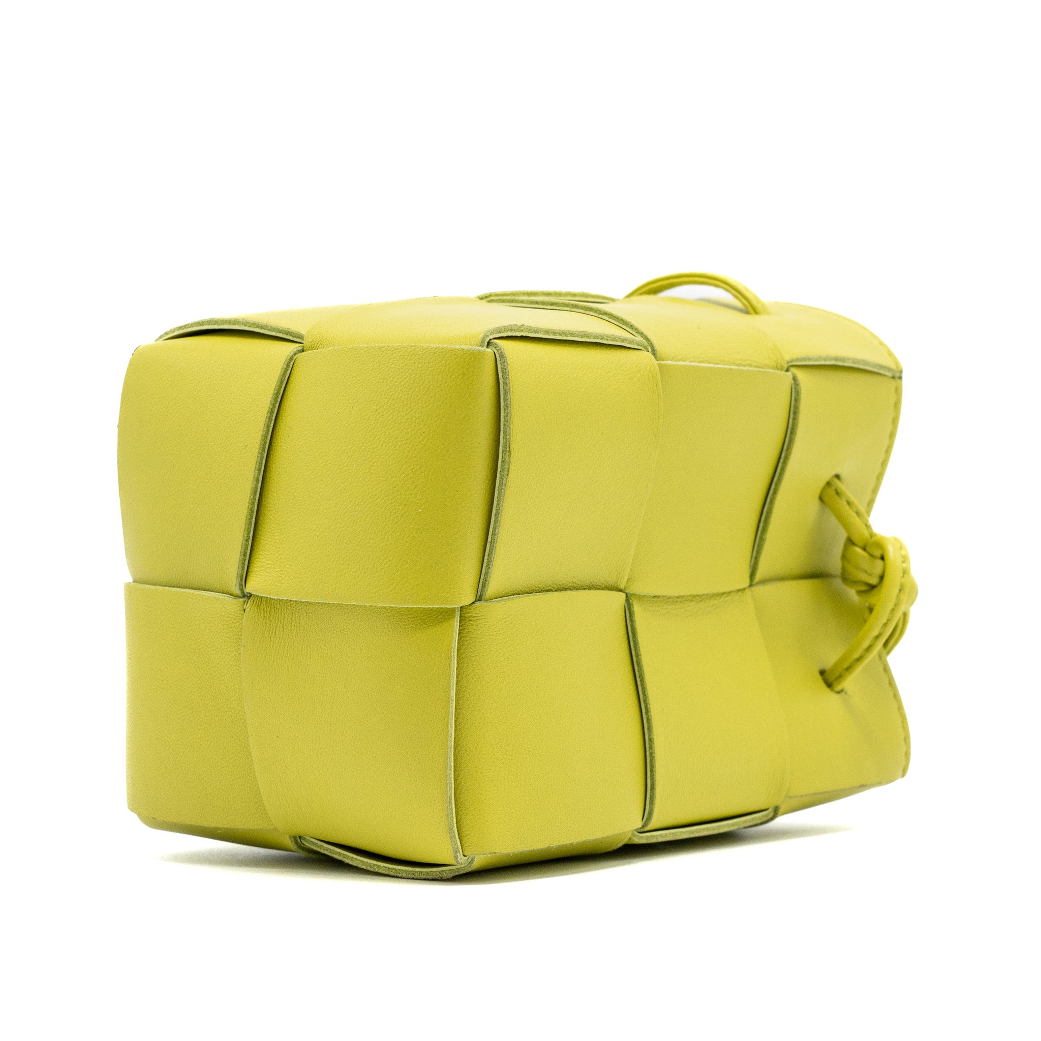 BOTTEGA VENETA MINI CASSETTE BUCKET BAG LAMBSKIN YELLOW
