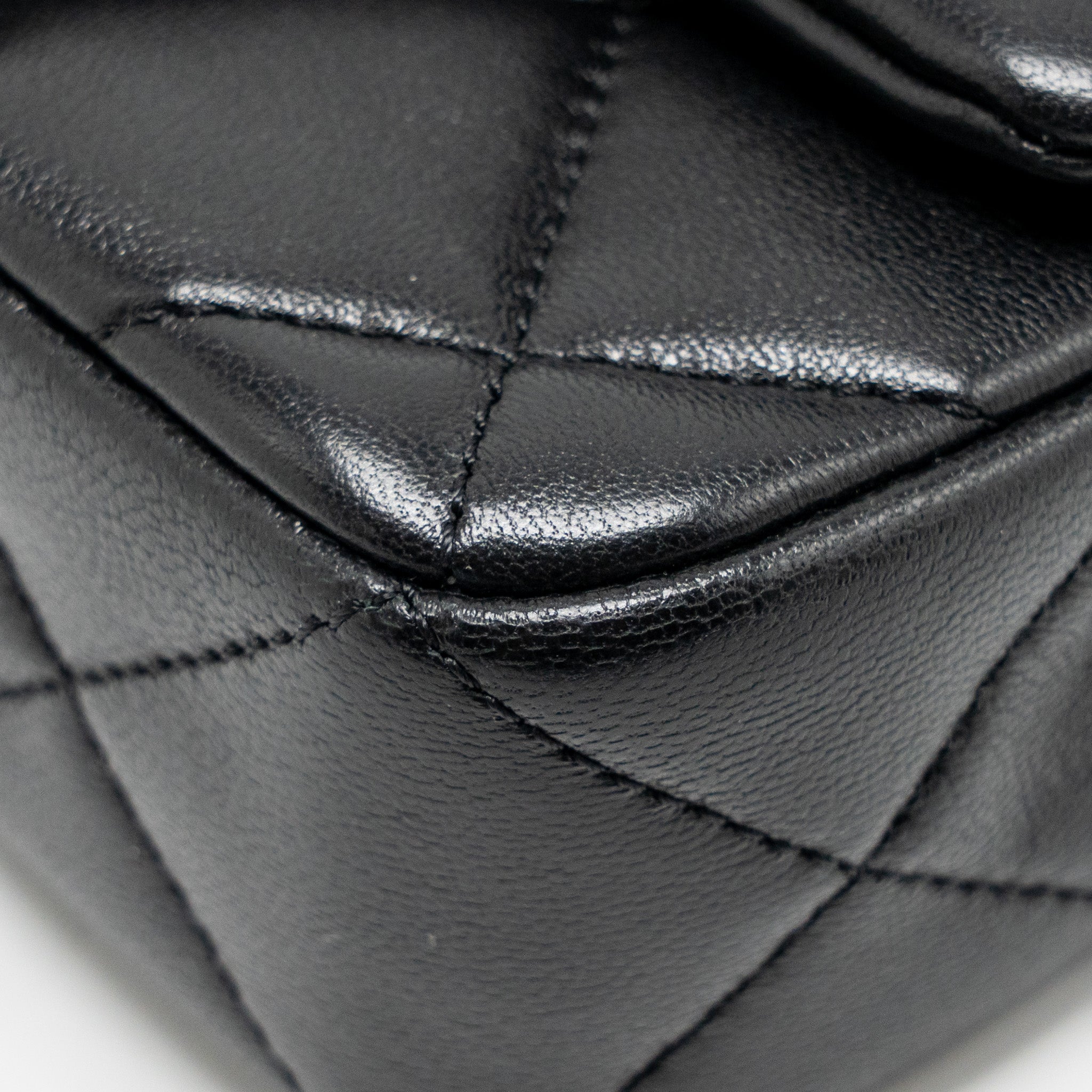 CHANEL PEARL CRUSH MINI SQUARE FLAP BAG LAMBSKIN BLACK GHW (MICROCHIP)