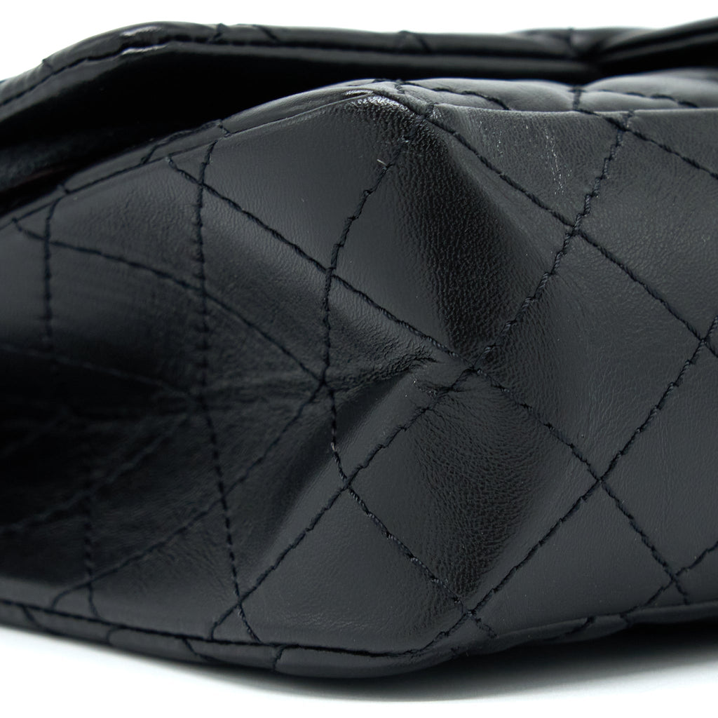 CHANEL SMALL 2.55 REISSUE FLAP BAG AGED CALFSKIN BLACK BRUSHED GHW