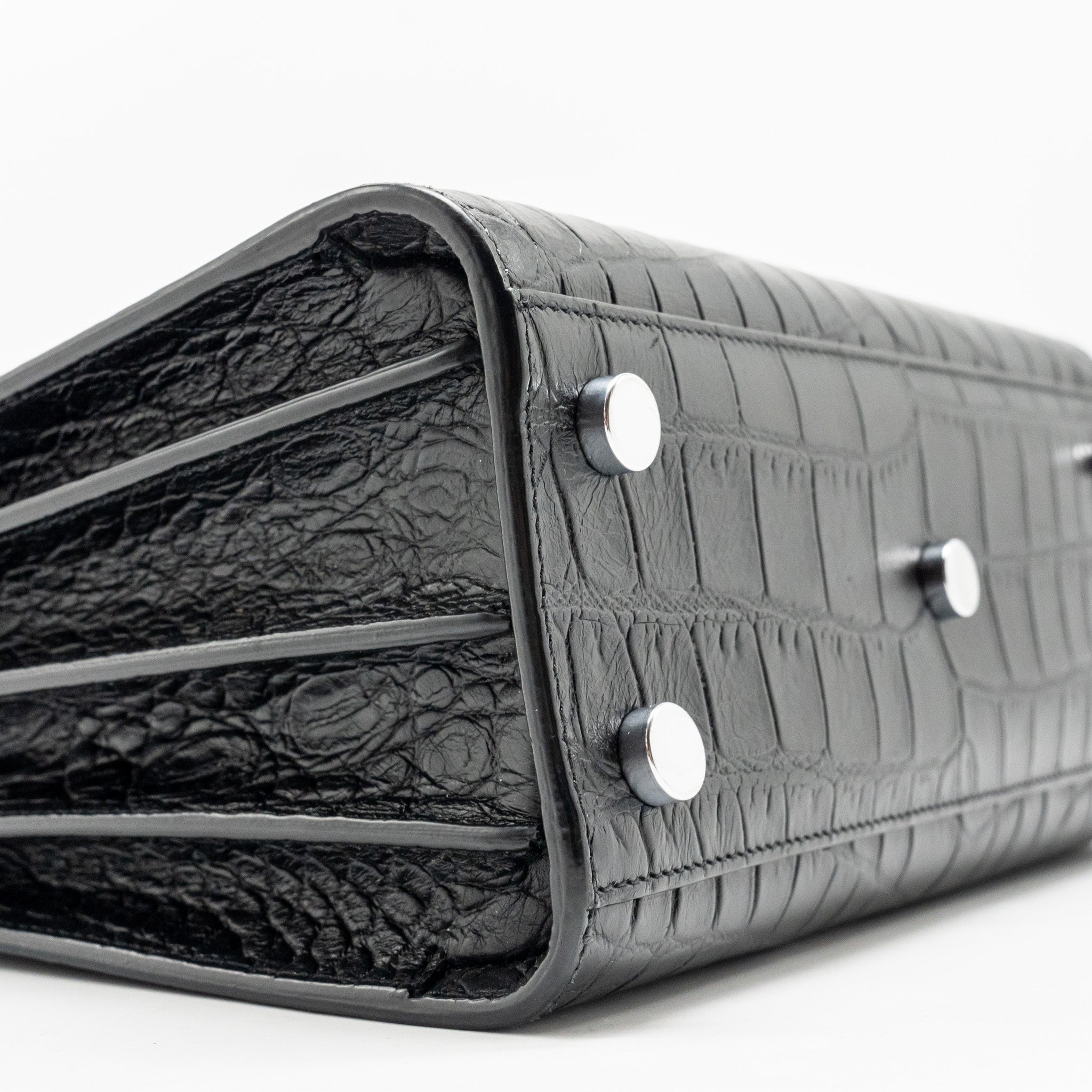 SAINT LAURENT NANO SAC DE JOUR CROC EMBOSSED CALFSKIN BLACK SHW