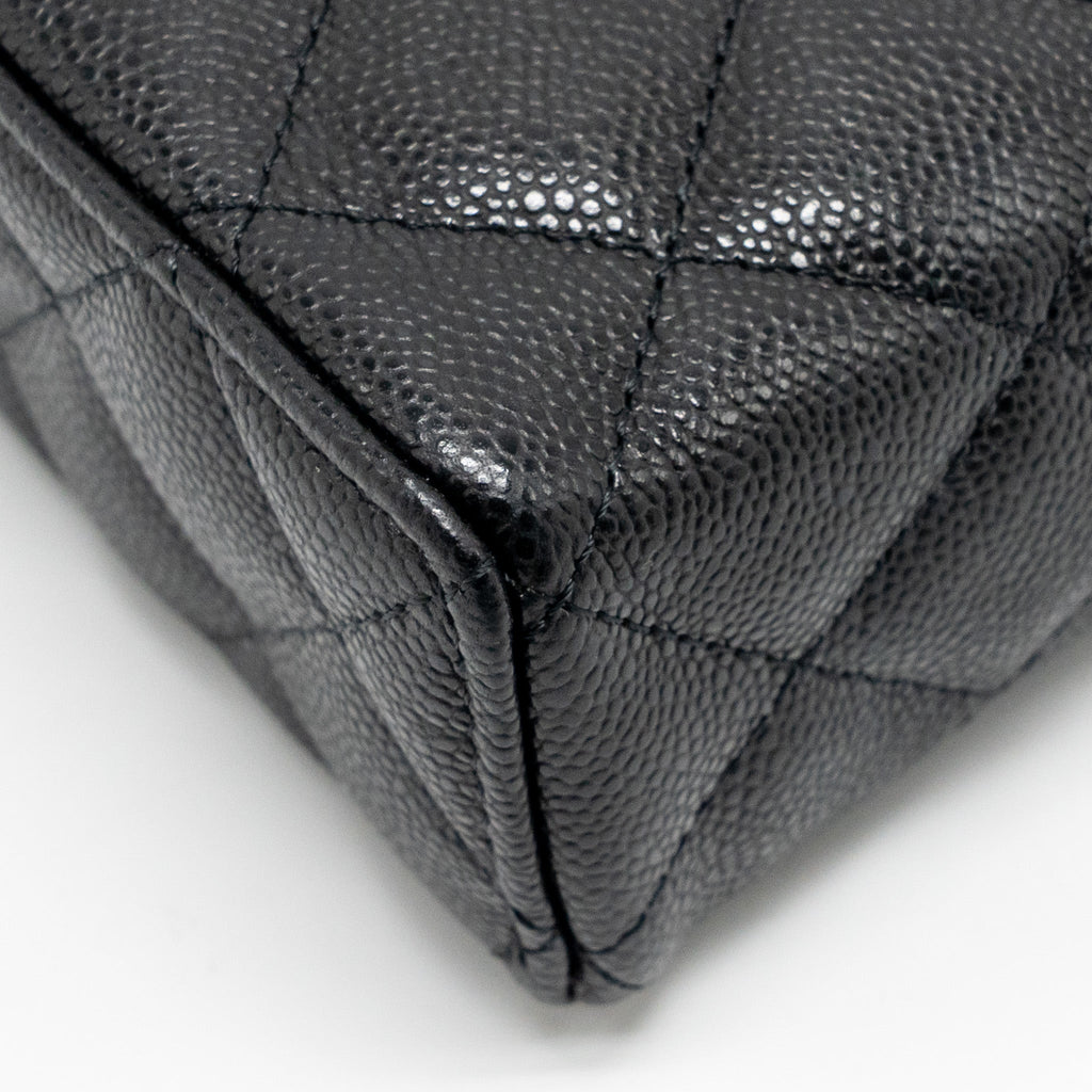 CHANEL 25P CC TOP HANDLE VANITY BAG CAVIAR BLACK LGHW (MICROCHIP)