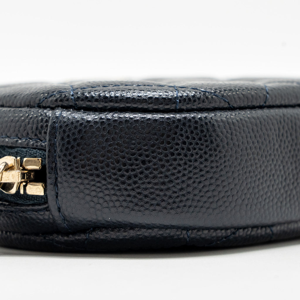 CHANEL MINI ZIPPER COIN PURSE CAVIAR NAVY LGHW