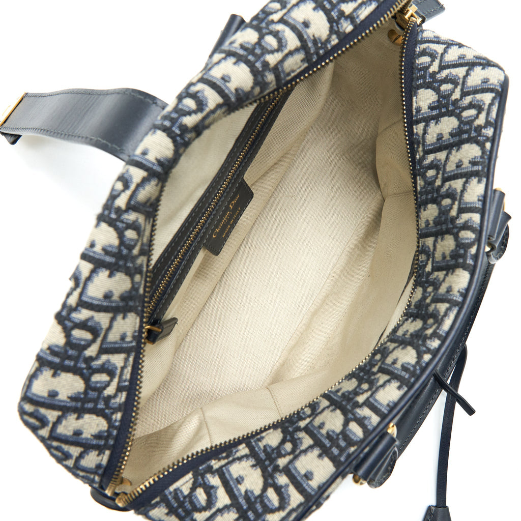 DIOR OBLIQUE COLLECTION BLUE MONOGRAM CANVAS TOTE BAG