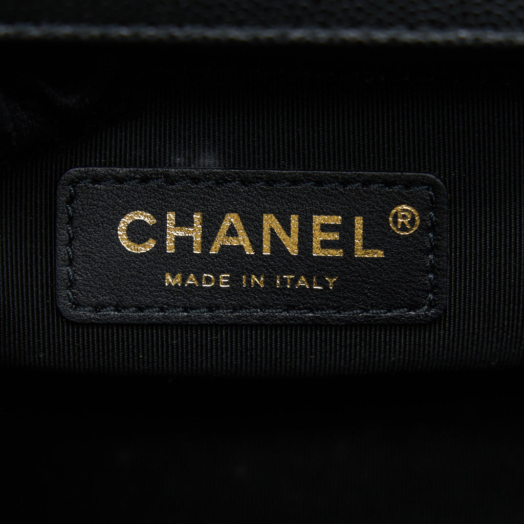 CHANEL MEDIUM BOY BAG CAVIAR BLACK BRUSHED GHW