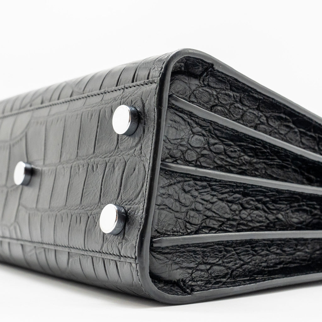 SAINT LAURENT NANO SAC DE JOUR CROC EMBOSSED CALFSKIN BLACK SHW