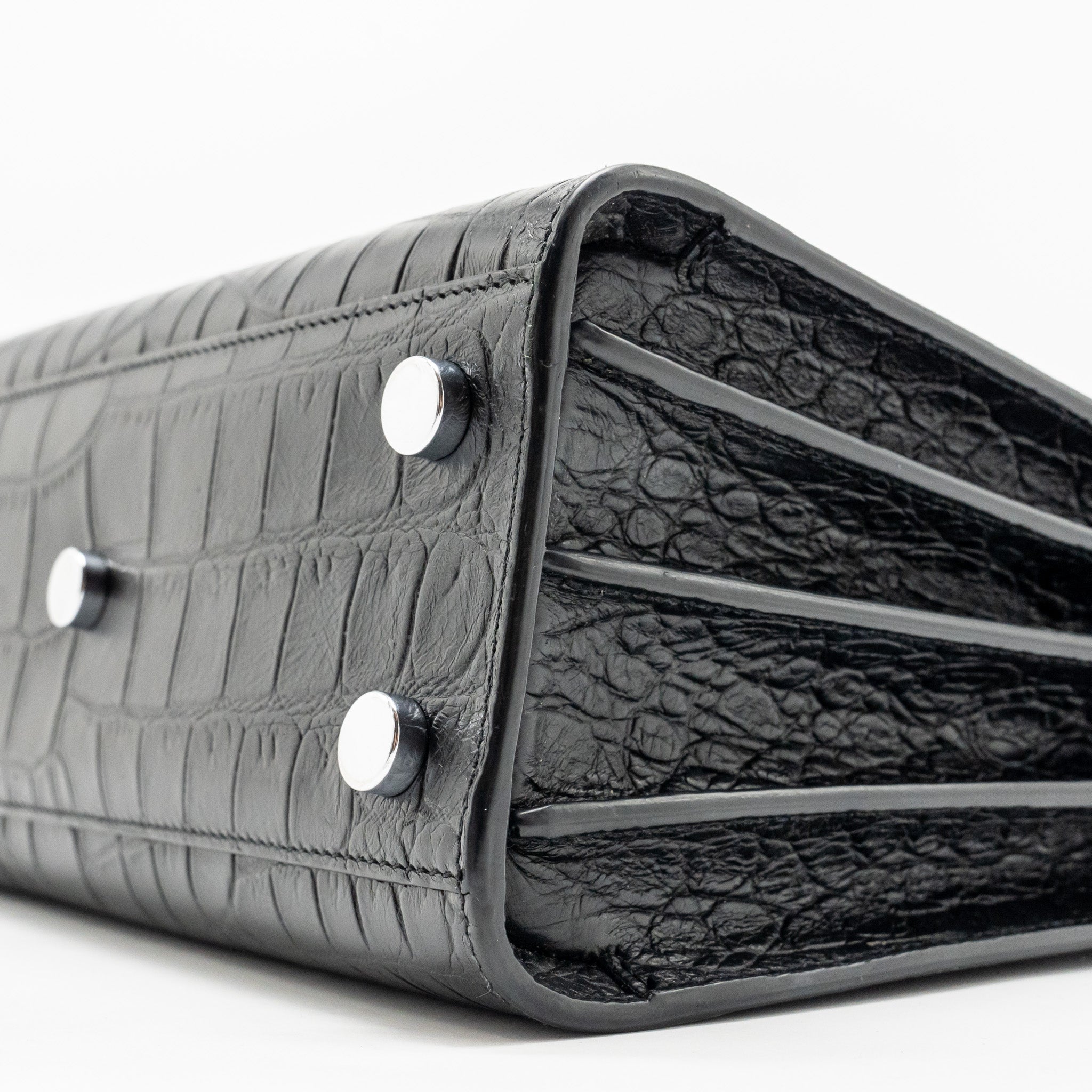 SAINT LAURENT NANO SAC DE JOUR CROC EMBOSSED CALFSKIN BLACK SHW