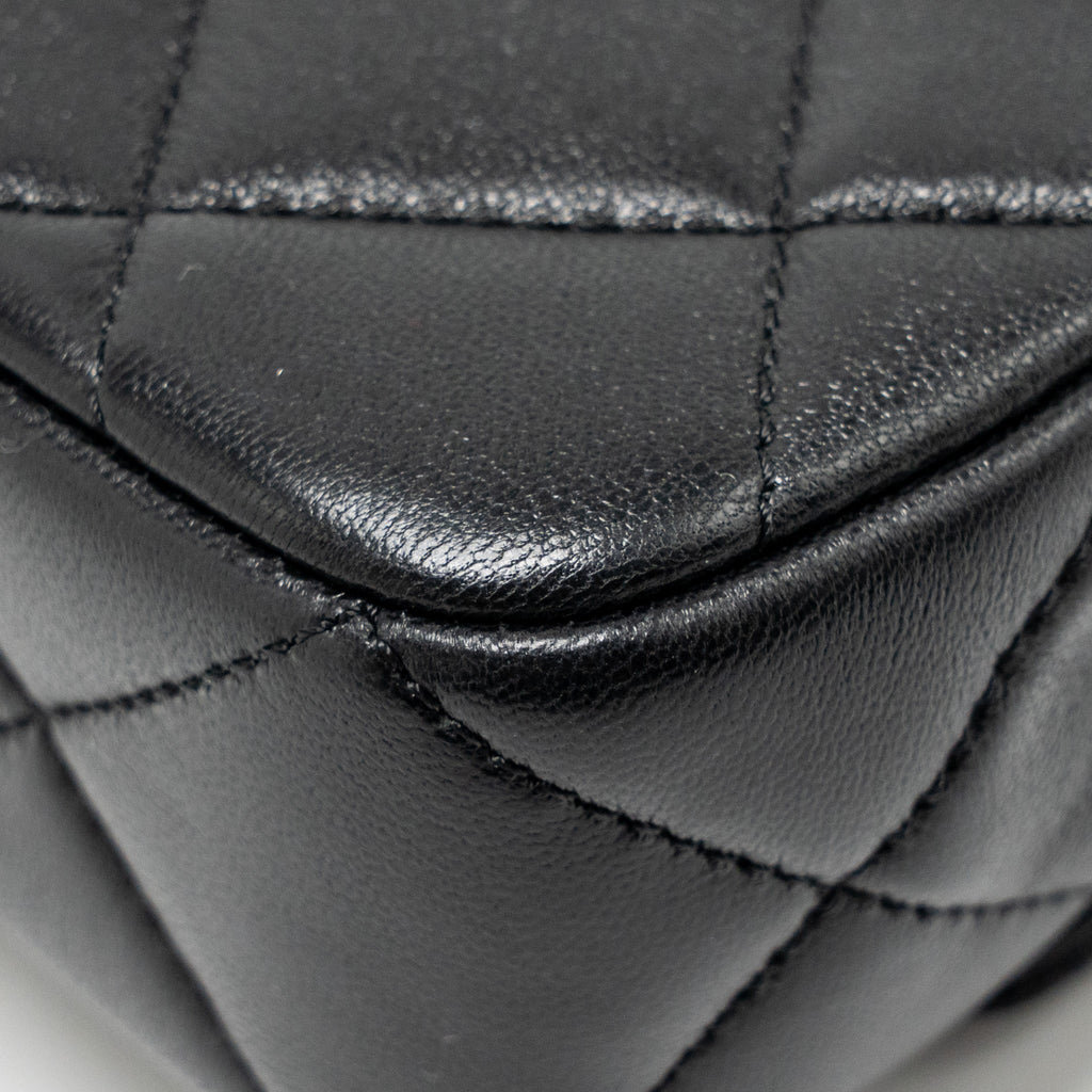 CHANEL PEARL CRUSH MINI SQUARE FLAP BAG LAMBSKIN BLACK GHW (MICROCHIP)