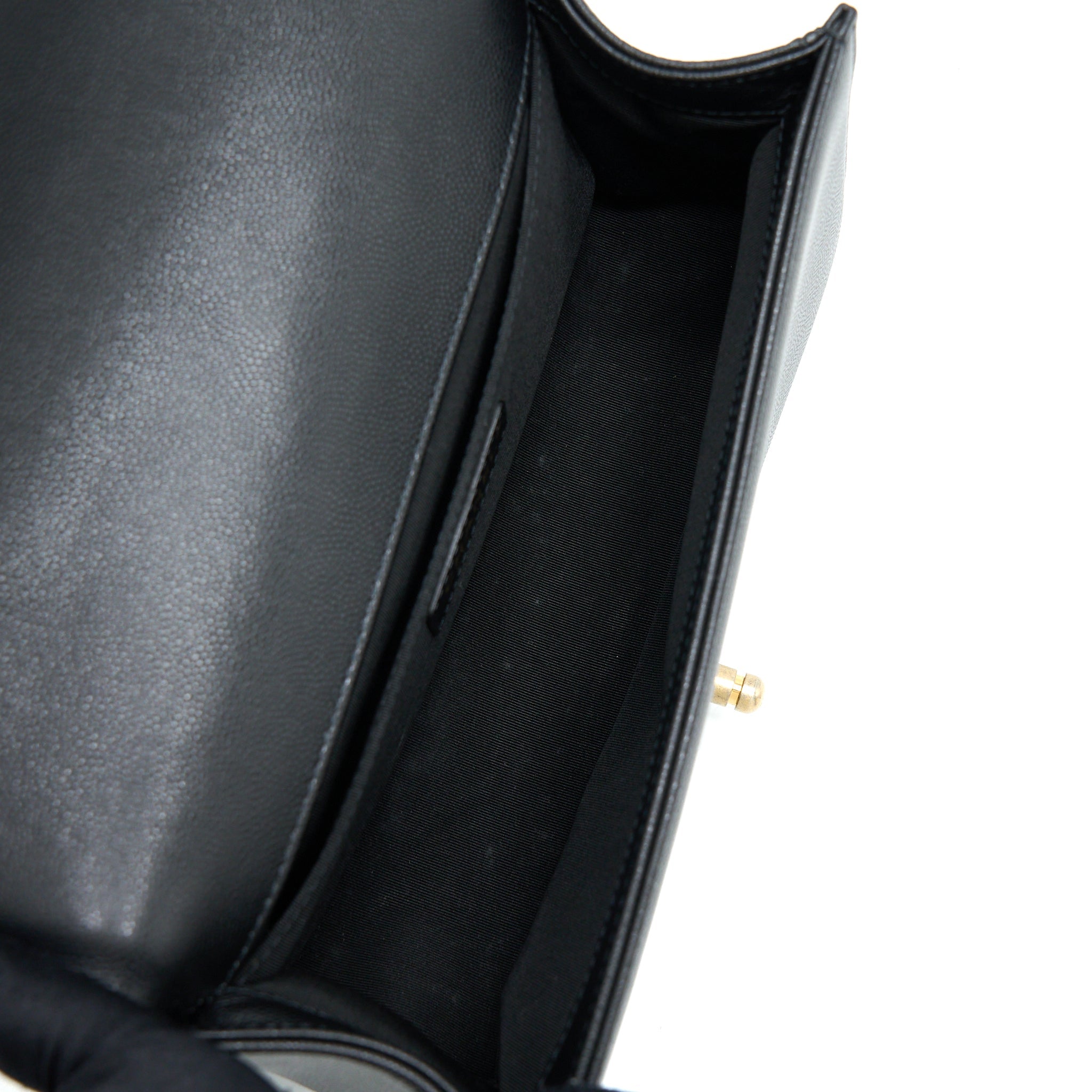 CHANEL MEDIUM BOY BAG CAVIAR BLACK BRUSHED GHW