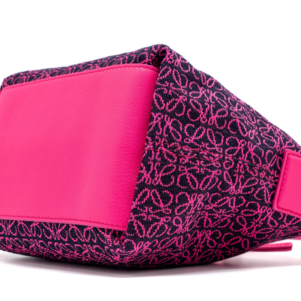 LOEWE SMALL CUBI BAG ANAGRAM JACQUARD/CALFSKIN PINK/ BLACK GHW