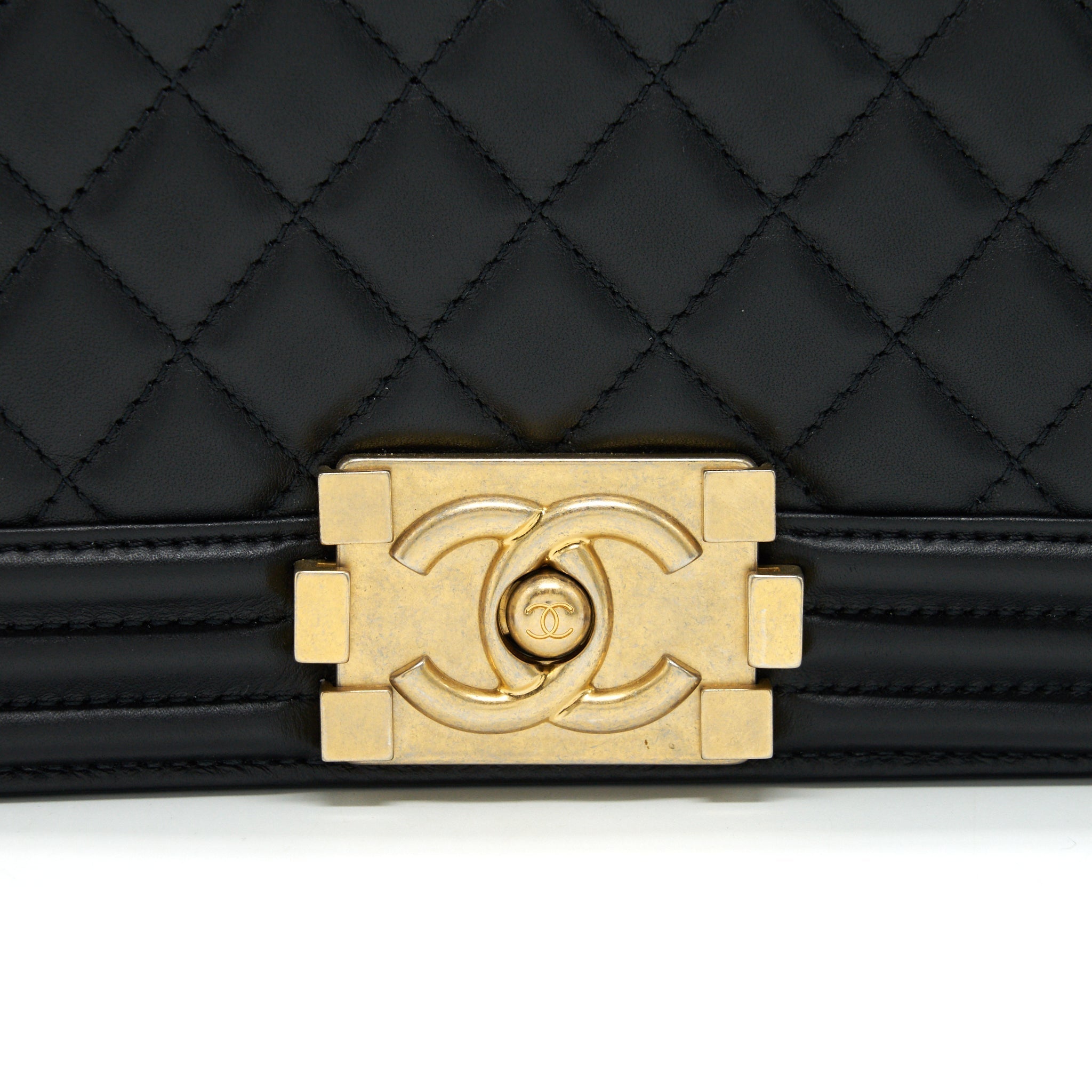 CHANEL SMALL BOY BAG CALFSKIN BLACK WITH GHW SERIAL27