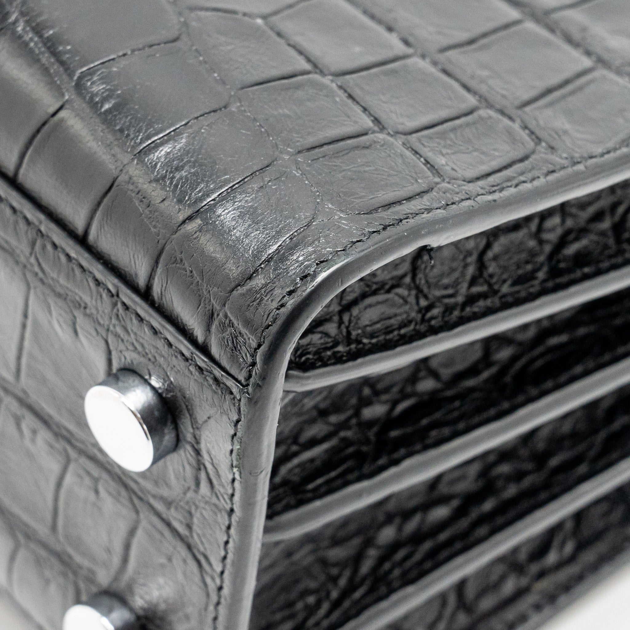 SAINT LAURENT NANO SAC DE JOUR CROC EMBOSSED CALFSKIN BLACK SHW