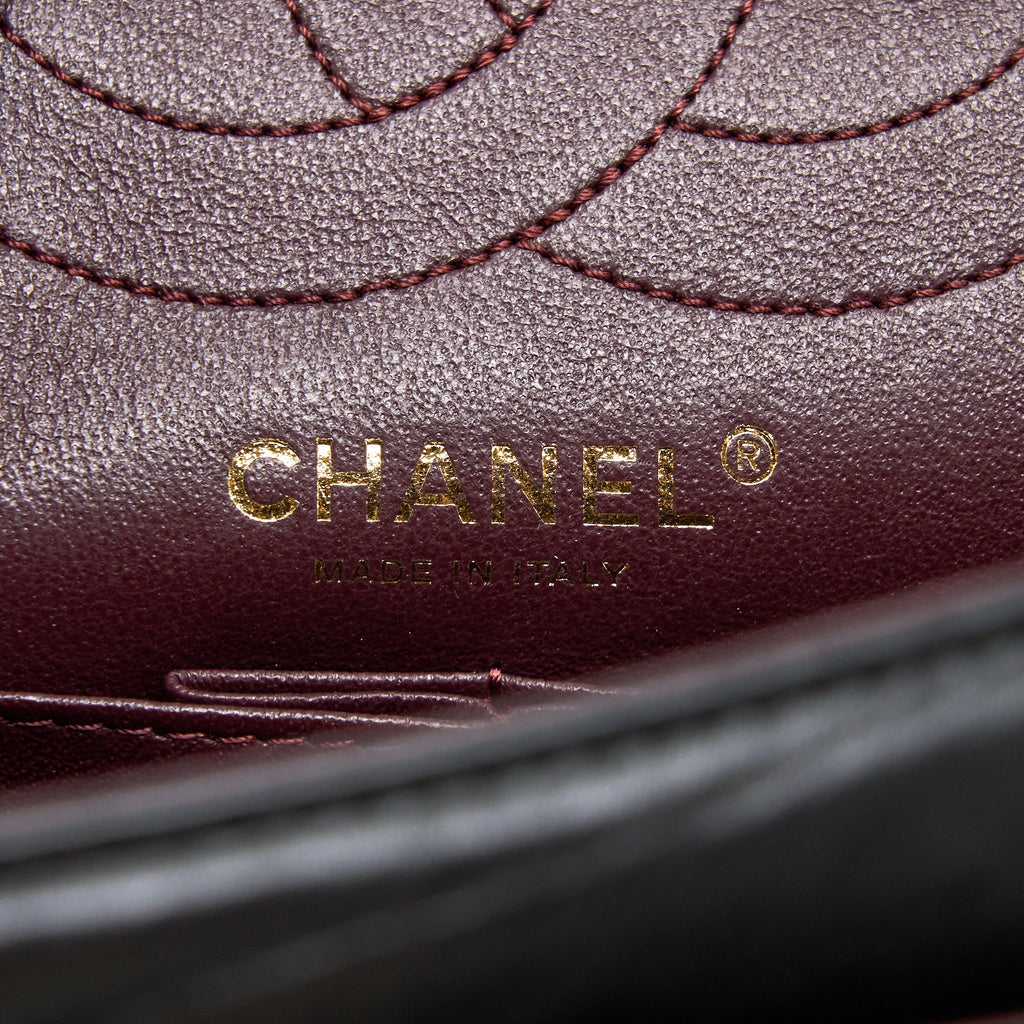 CHANEL SMALL 2.55 REISSUE FLAP BAG AGED CALFSKIN BLACK BRUSHED GHW