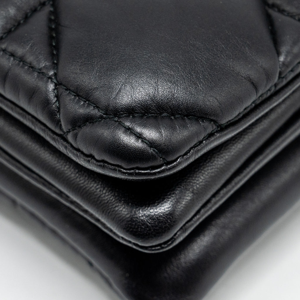 DIOR MINI CARO FLAP BAG CALFSKIN BLACK/ BLACK HARDWARE