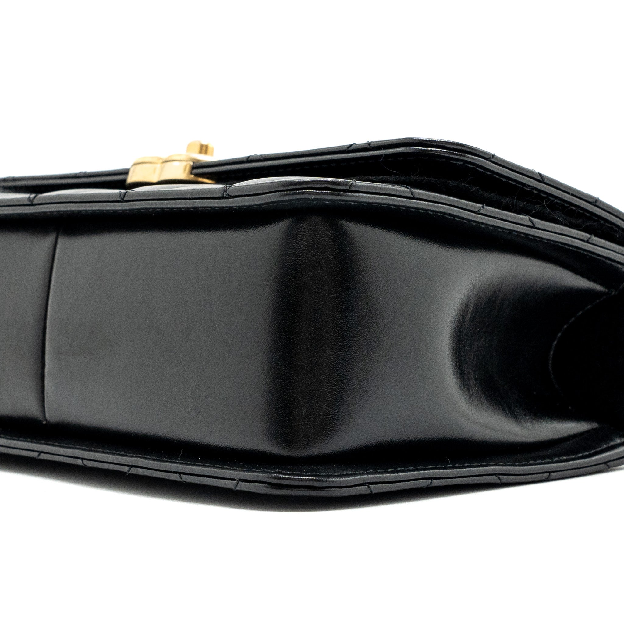 CHANEL 24C GOLD CRUSH FLAP BAG CALFSKIN BLACK GHW (MICROCHIP)