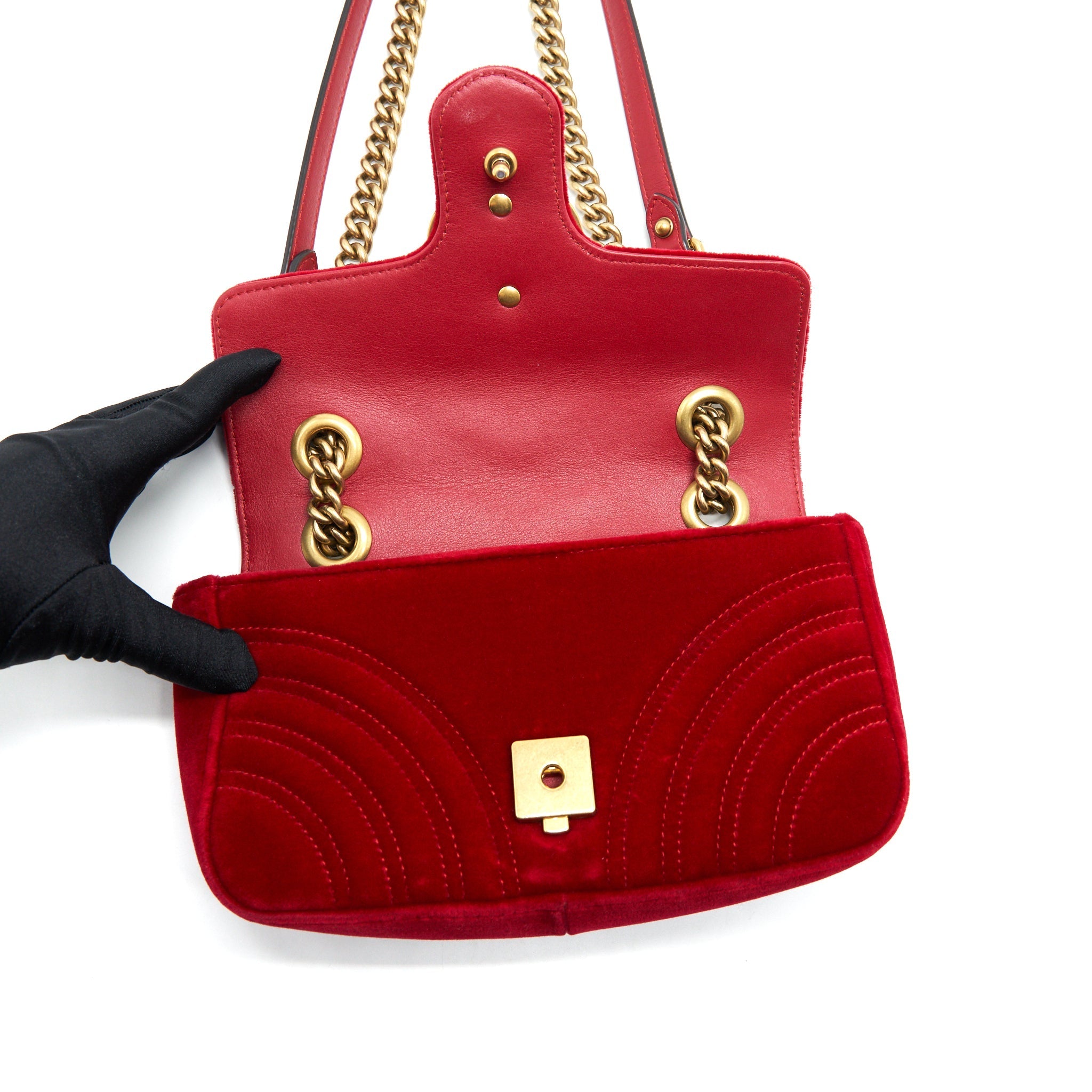 GUCCI VELVET GG MARMONT MATELASSE MINI BAG