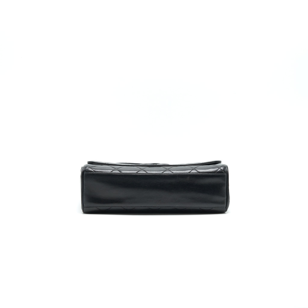 CHANEL VINTAGE CC LOGO FLAP BAG WITH STRAP SO BLACK