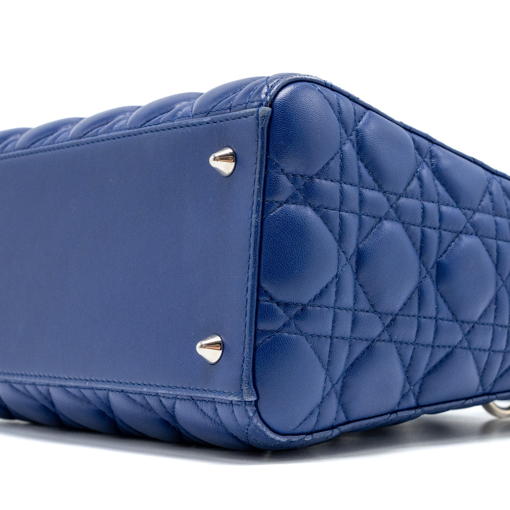 DIOR MEDIUM LADY DIOR LAMBSKIN BLUE SHW