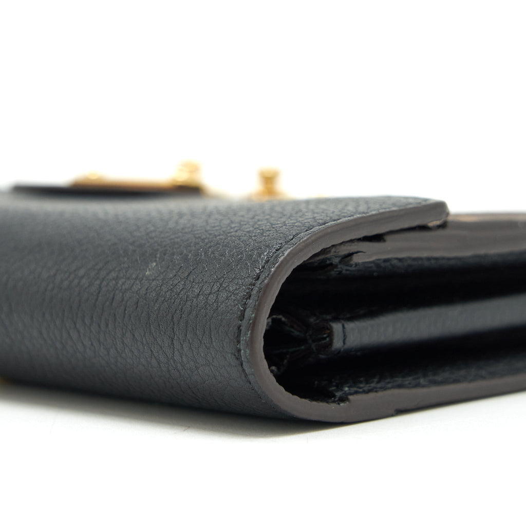LOUIS VUITTON LONG WALLET BLACK/MONOGRAM CANVAS GHW