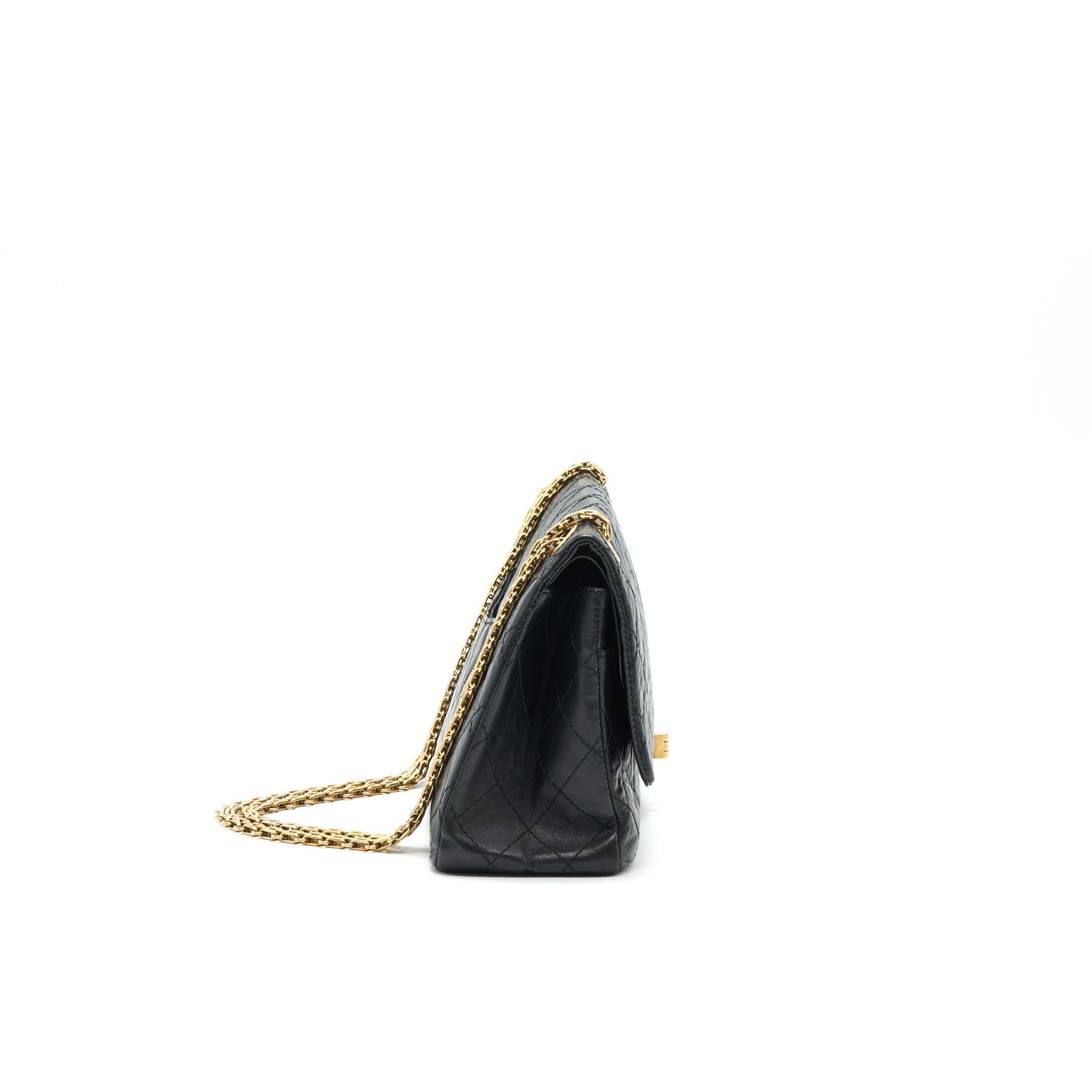 CHANEL 2.55 226 REISSUE FLAP BAG AGED CALFSKIN IN BLACK GHW