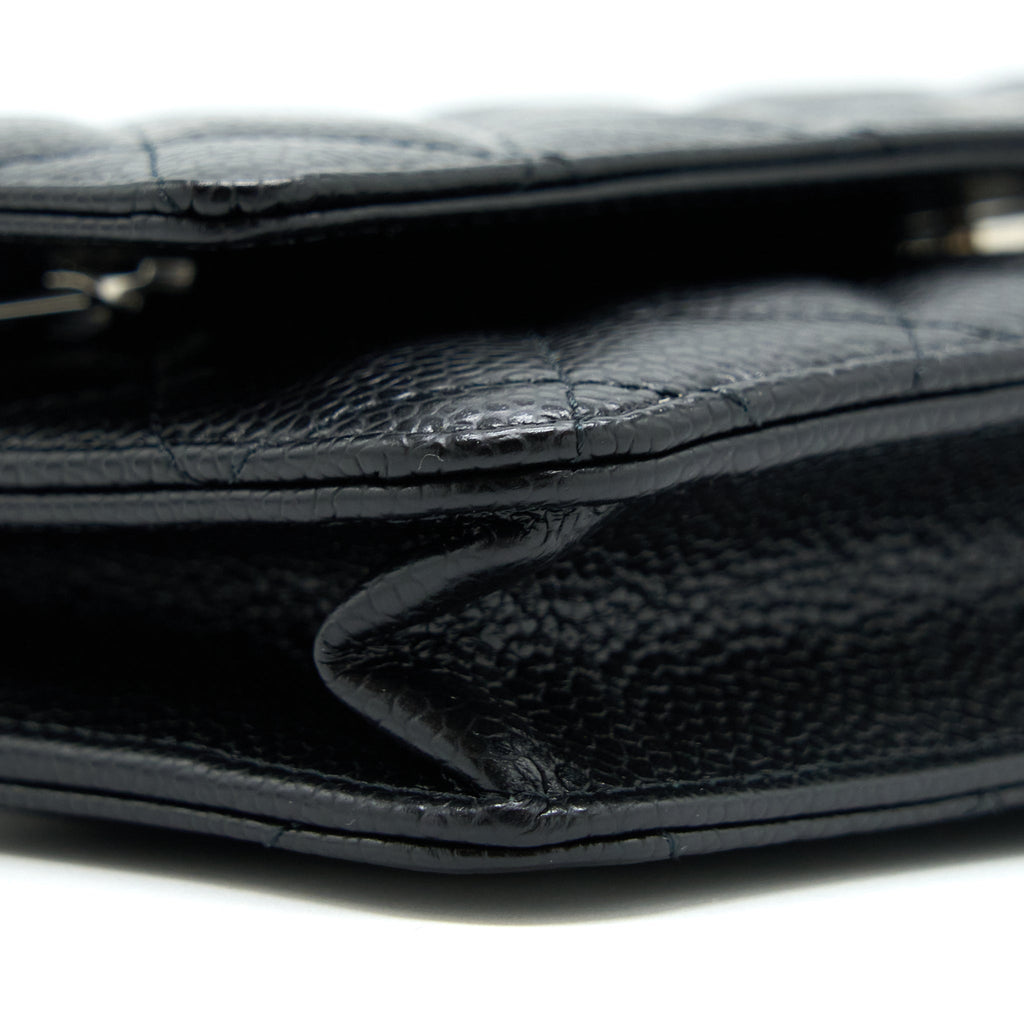 CHANEL CLASSIC WALLET ON CHAIN CAVIAR BLACK SHW (MICROCHIP)