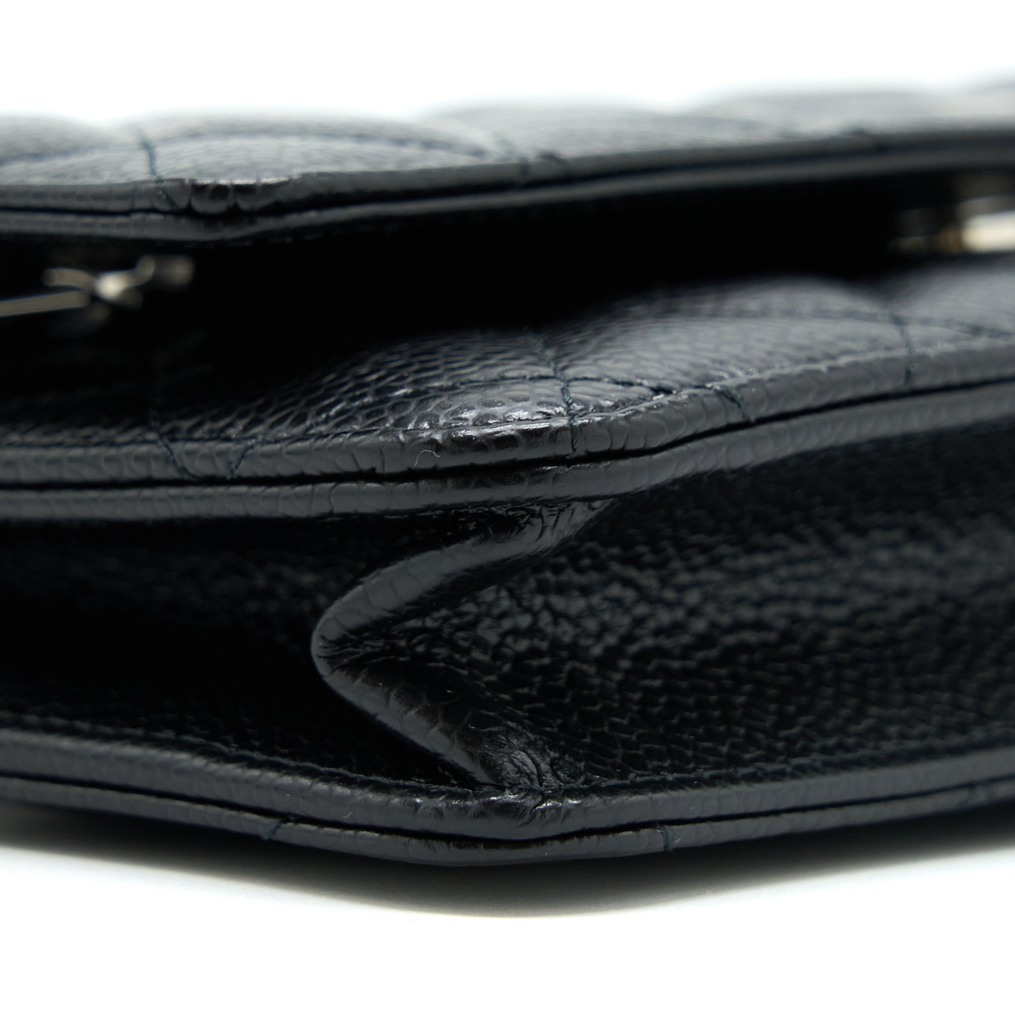 CHANEL CLASSIC WALLET ON CHAIN CAVIAR BLACK SHW (MICROCHIP)
