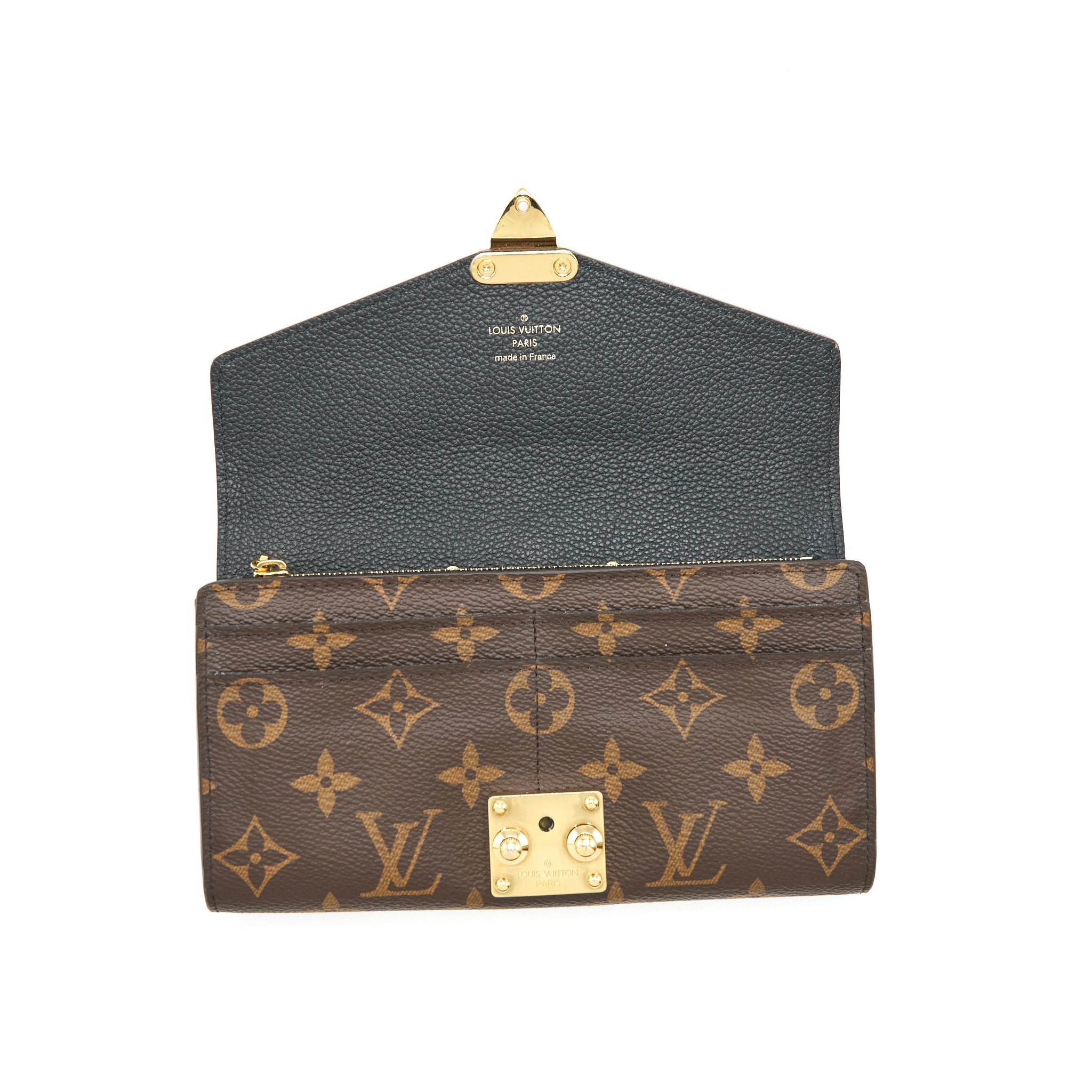 LOUIS VUITTON LONG WALLET BLACK/MONOGRAM CANVAS GHW