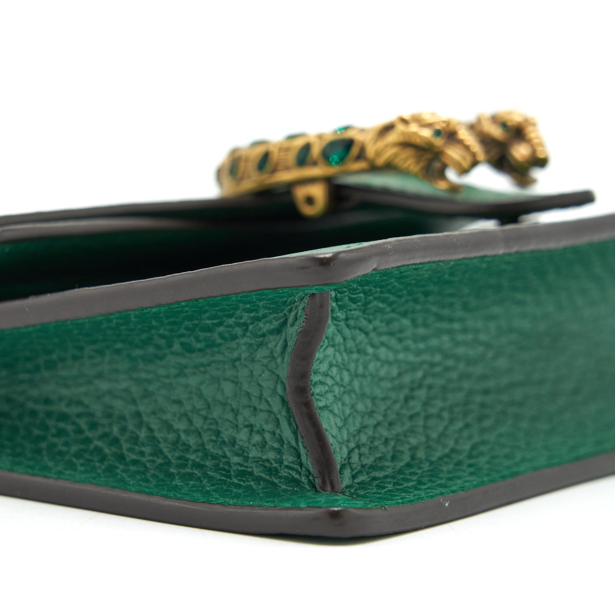 GUCCI DIONYSUS SUPER MINI BAG GREEN RUTHENIUM GOLD/SLIVER HARDWARE