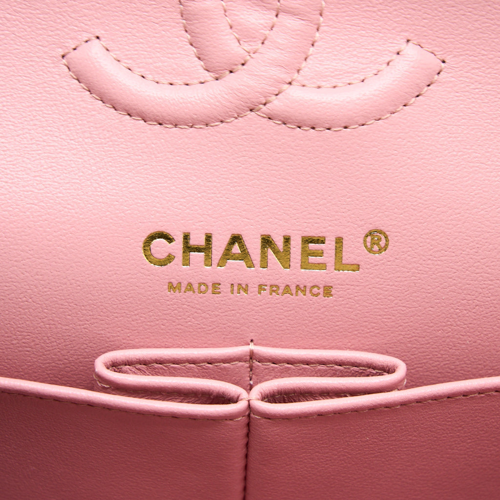 CHANEL 22C SMALL CLASSIC DOUBLE FLAP BAG CAVIAR PINK LGHW (MICROCHIP)