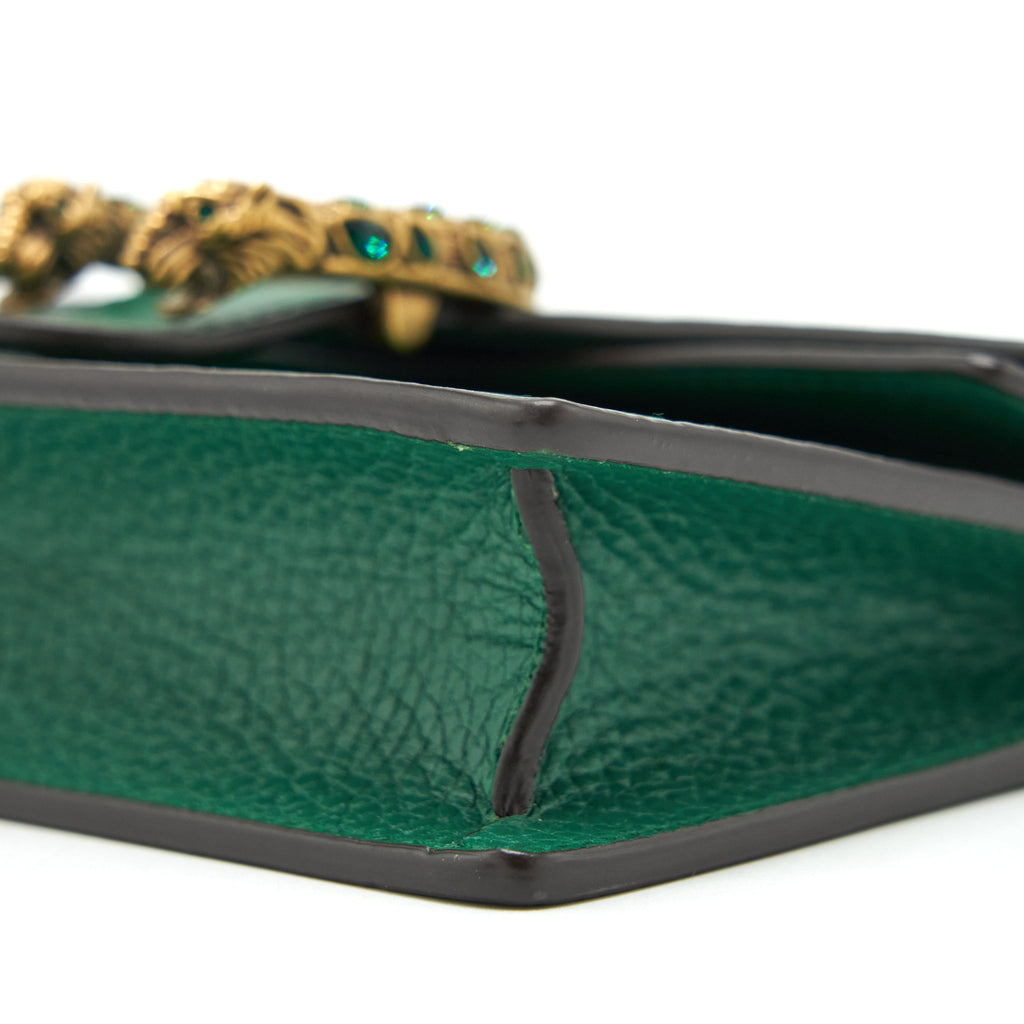 GUCCI DIONYSUS SUPER MINI BAG GREEN RUTHENIUM GOLD/SLIVER HARDWARE