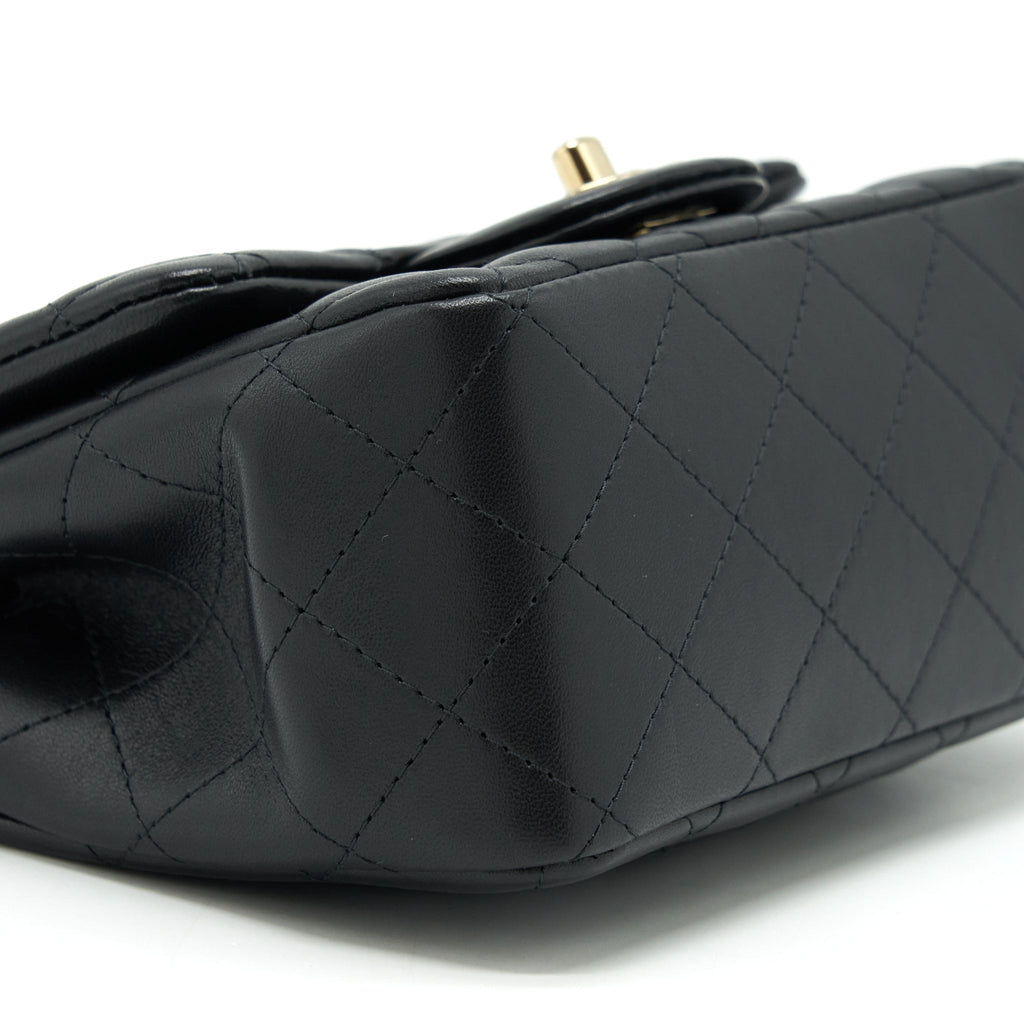 CHANEL MINI SQUARE FLAP BAG LAMBSKIN BLACK LGHW (MICROCHIP)