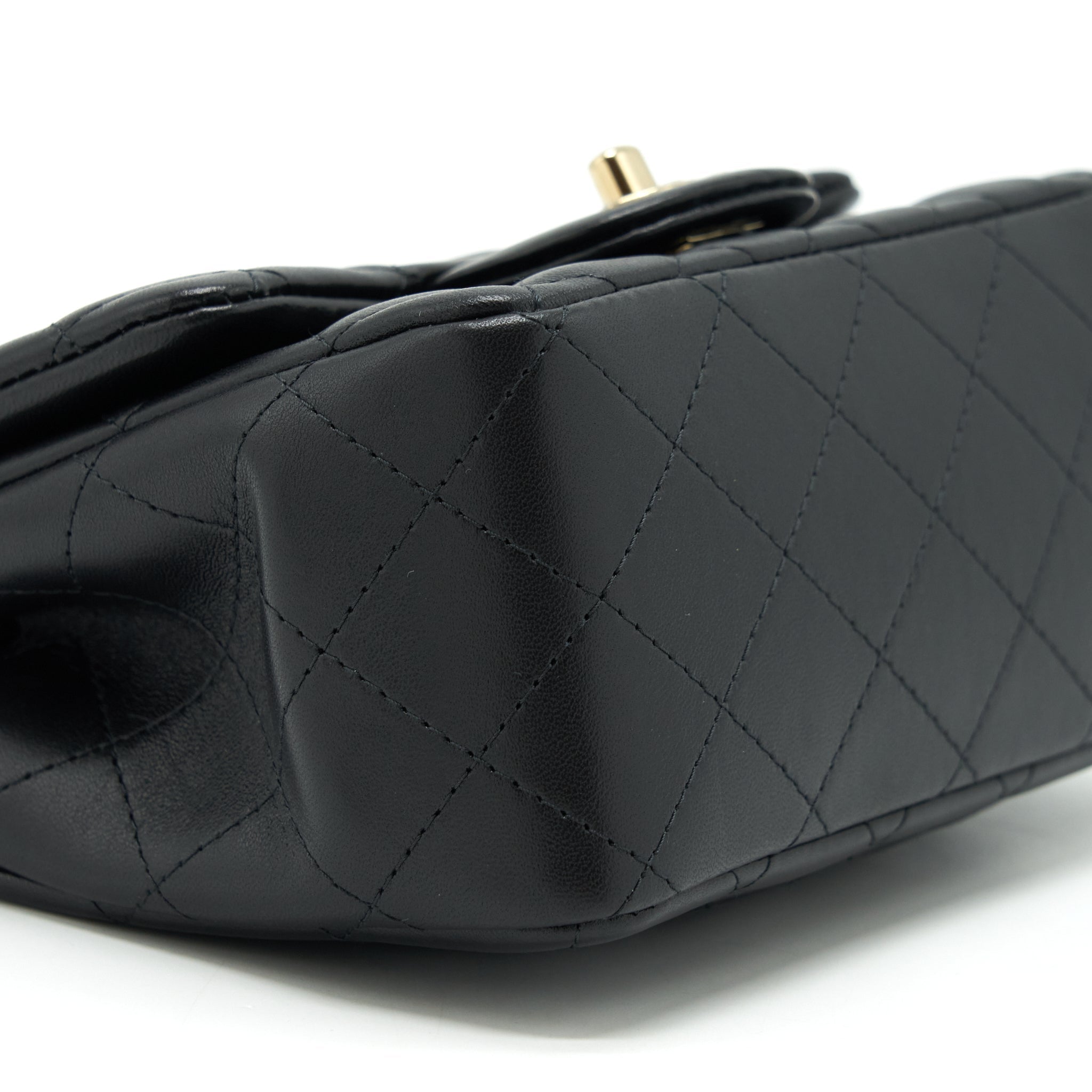 CHANEL MINI SQUARE FLAP BAG LAMBSKIN BLACK LGHW (MICROCHIP)