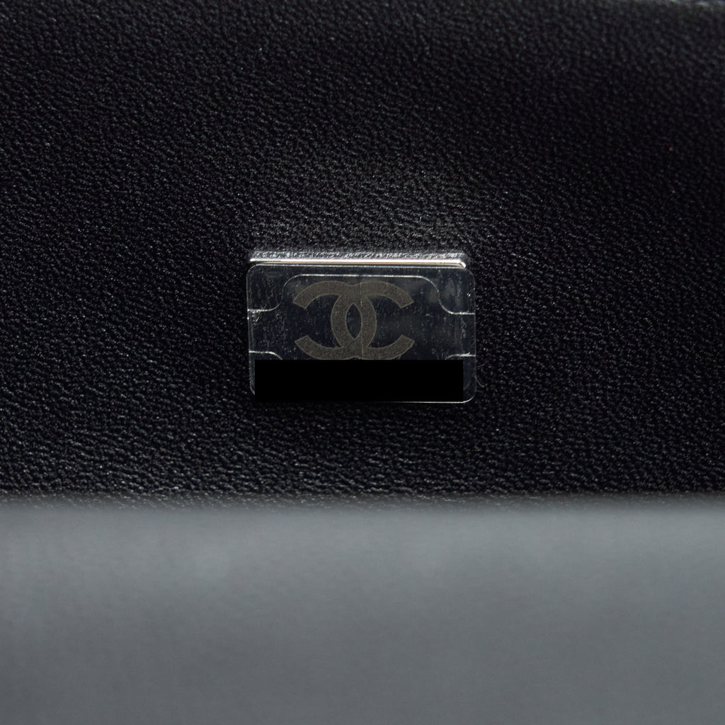 CHANEL SMALL BOY BAG CAVIAR BLACK RUTHENIUM SLIVER HARDWARE (MICROCHIP)