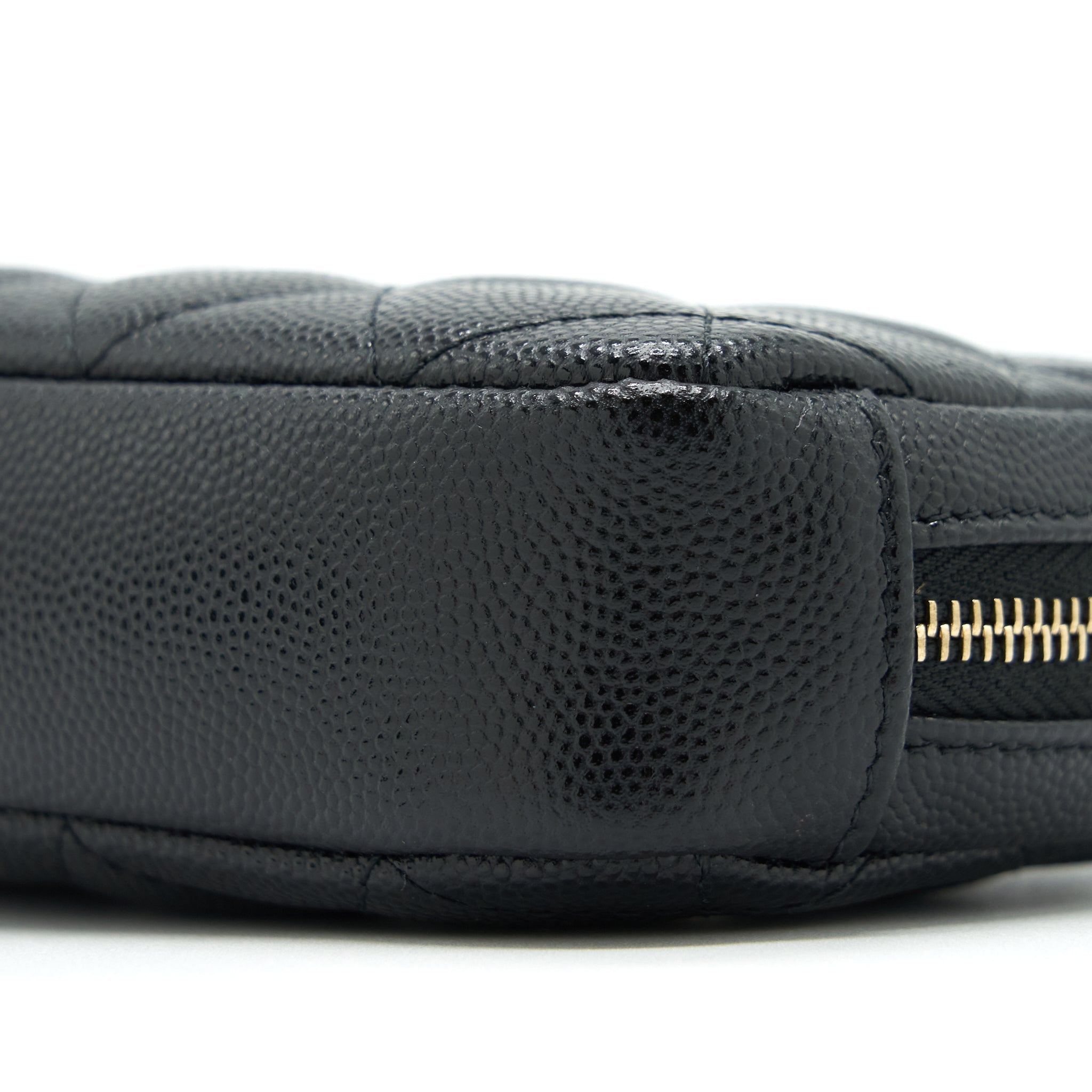 CHANEL SMALL ZIPPER VANITY POUCH CAVIAR BLACK LGHW