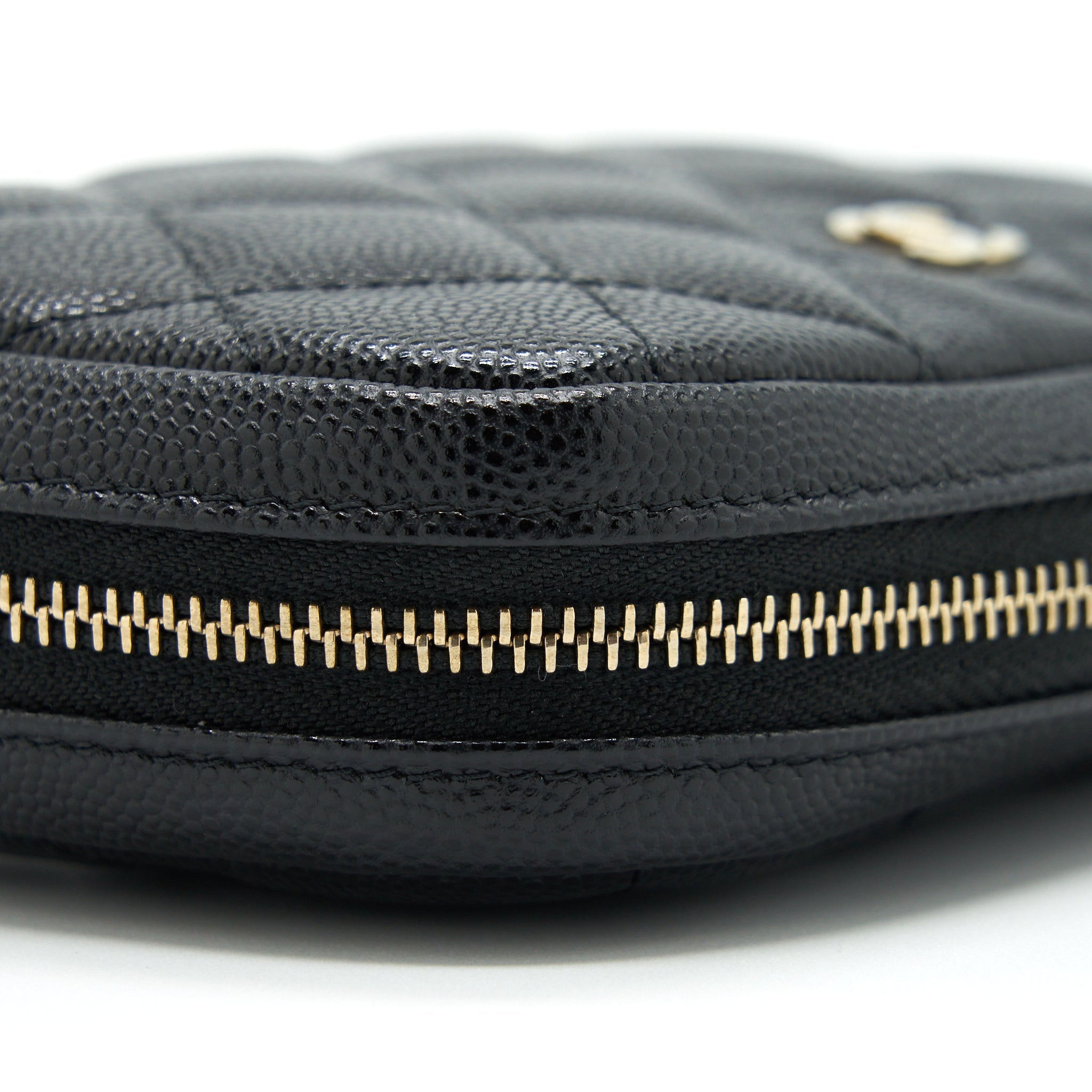 CHANEL SMALL ZIPPER VANITY POUCH CAVIAR BLACK LGHW